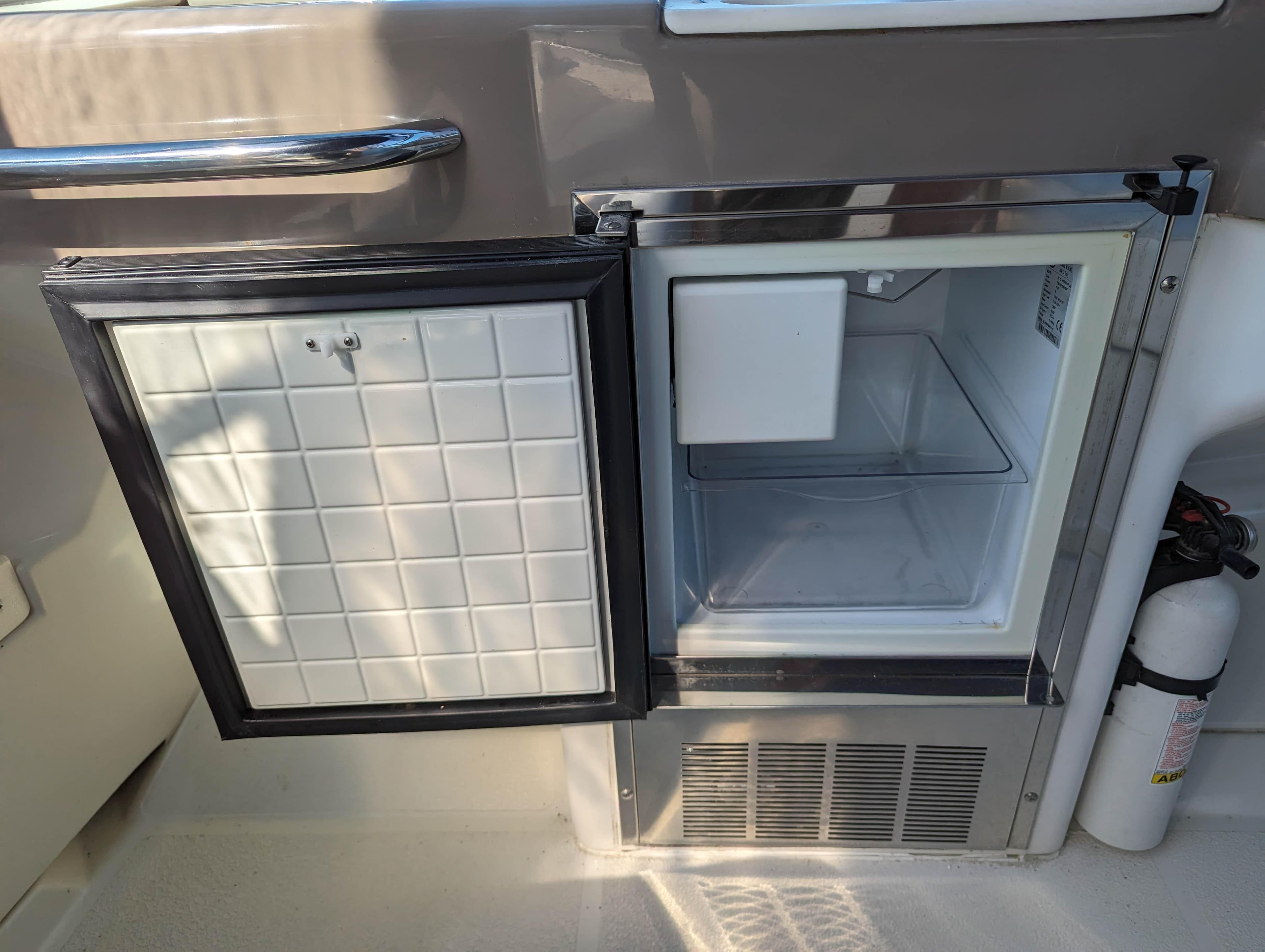 Open fridge on Carver 350 Mariner yacht, year 2000.