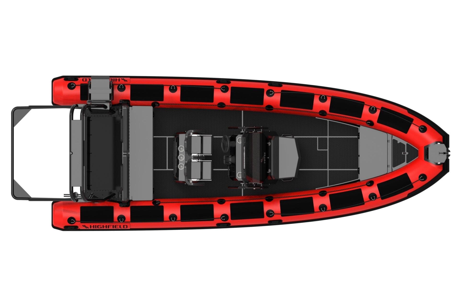 Top view of Highfield Patrol 860 boat, 2026 model.