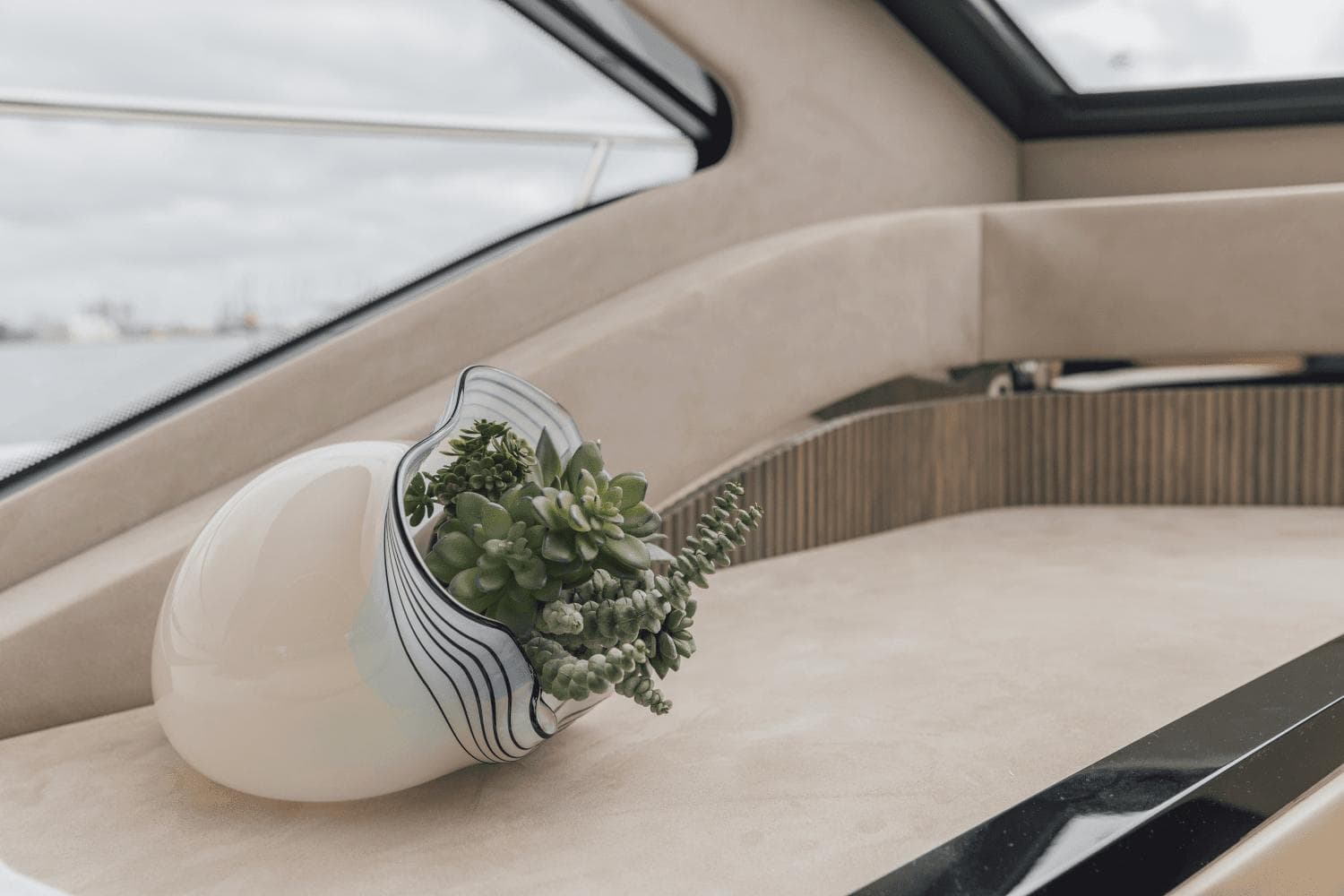 Luxurious interior of 2025 Cruisers Yachts 57 Fly with elegant decor.