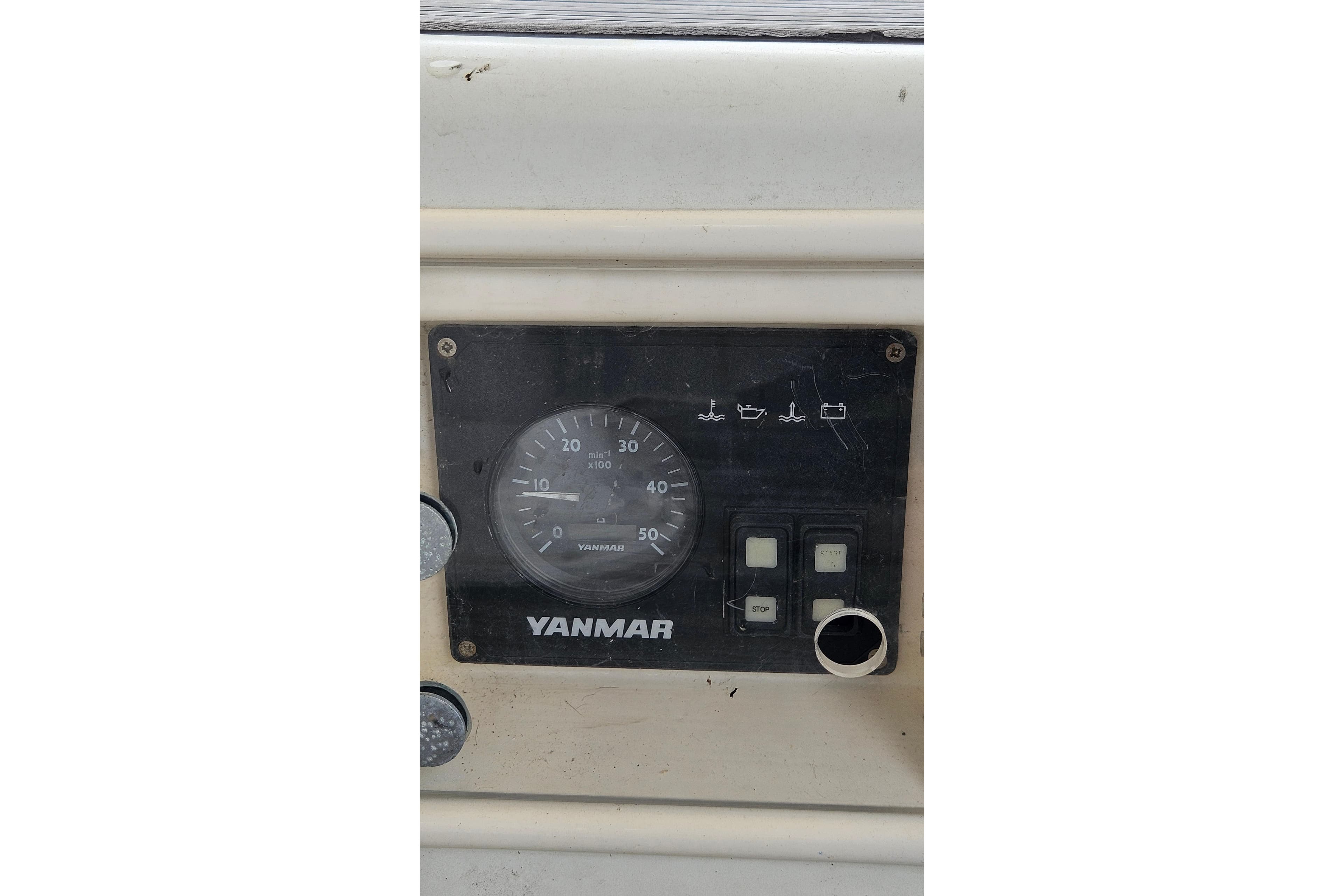 Yanmar engine control panel on 2010 Beneteau Oceanis 34 GT sailboat.