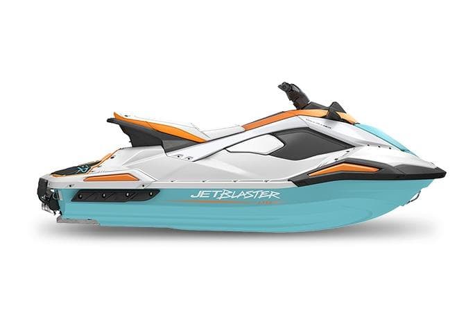 Manufacturer Provided Image: 2026 Yamaha WaveRunner JetBlaster LTD, sleek design, vibrant colors, side view.