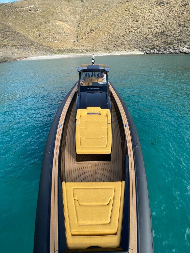 Technohull Omega 47 Yacht 2023 in turquoise waters.