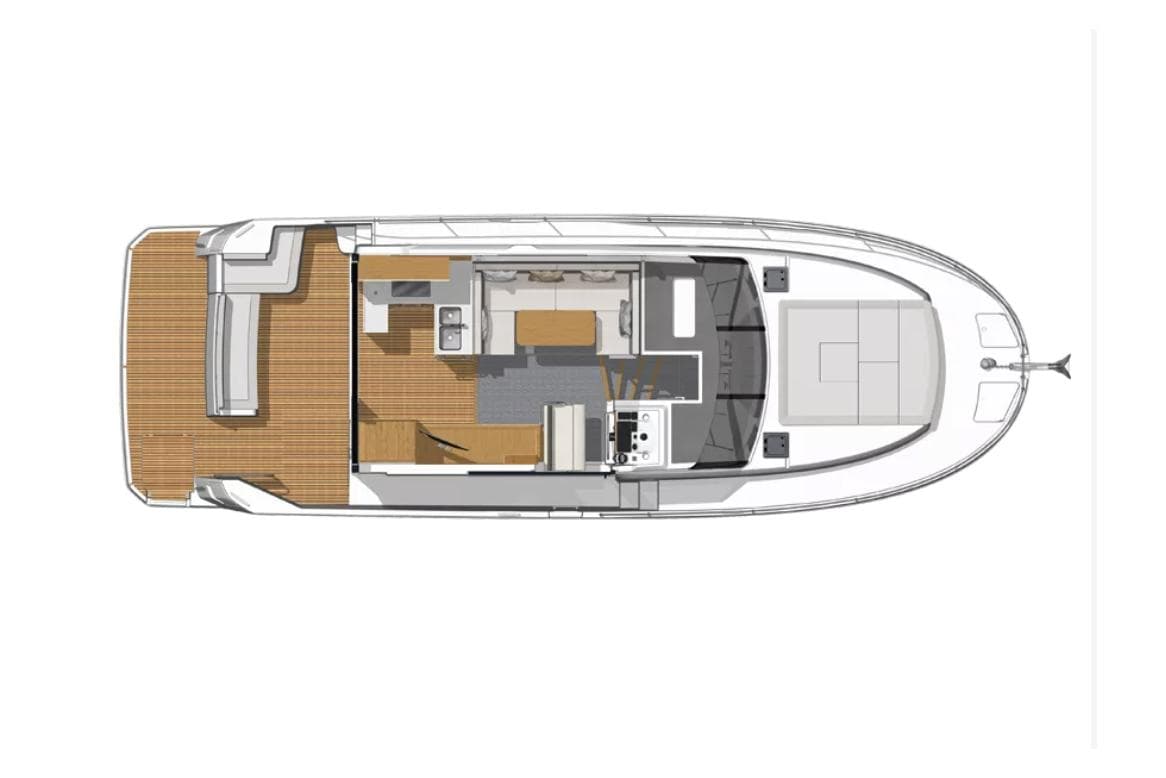 Manufacturer Provided Image: Top view layout of 2026 Beneteau Swift Trawler 41 Fly yacht.