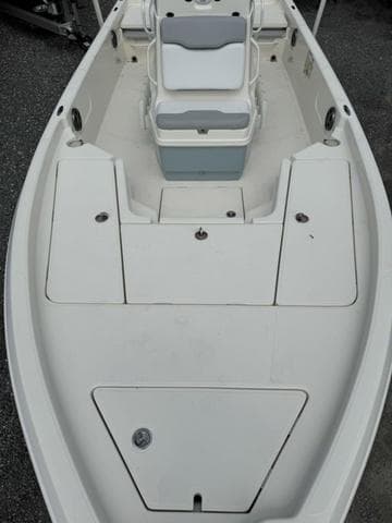 2021 Skeeter SX210 boat interior with seating and storage compartments.