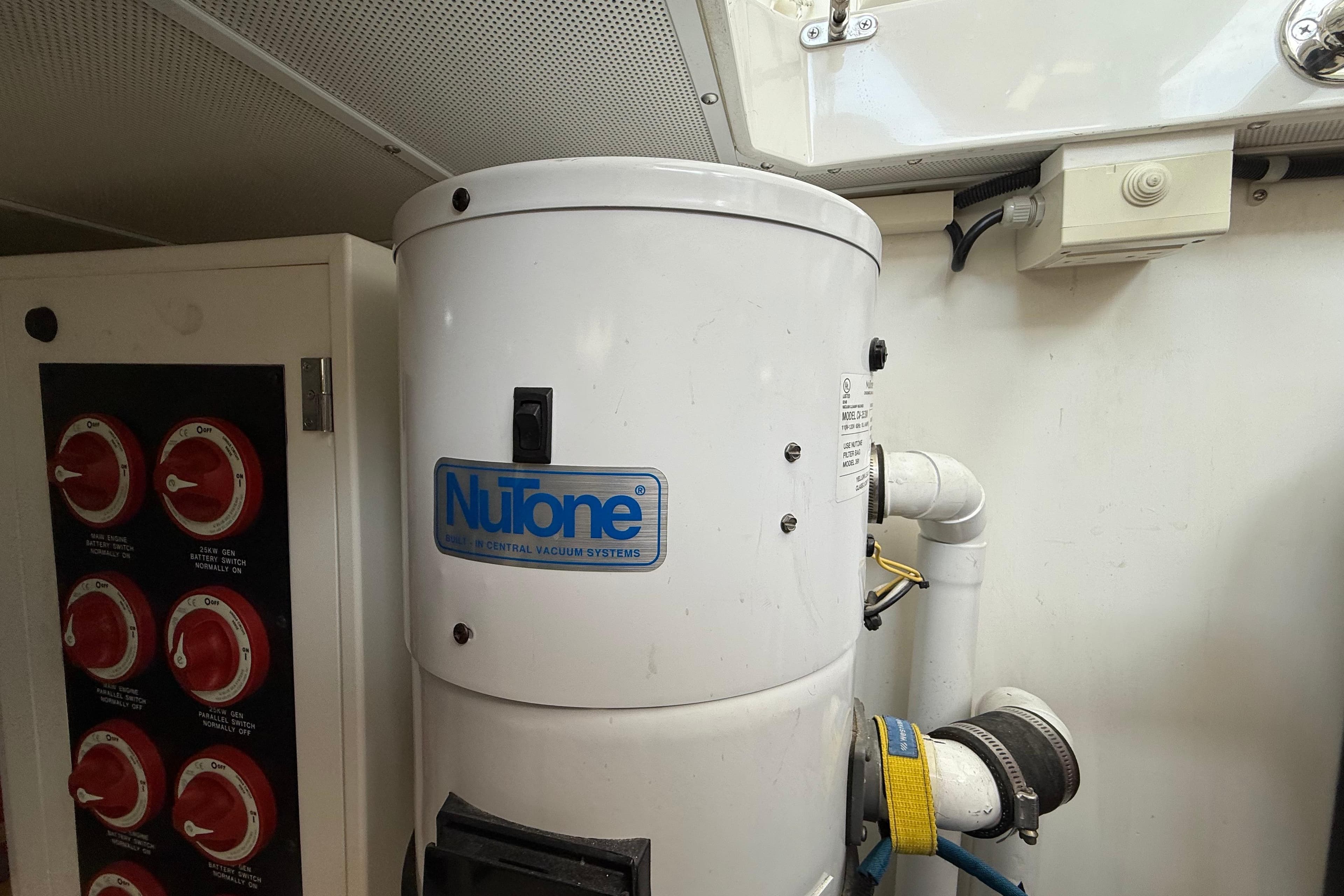 NuTone central vacuum system in 2009 Nordhavn N64 yacht engine room.