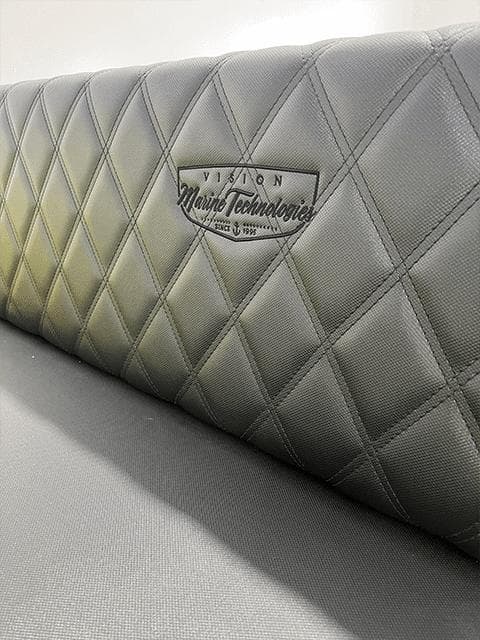 Quilted seat detail of 2023 Vision Marine Technologies Volt 180 boat.