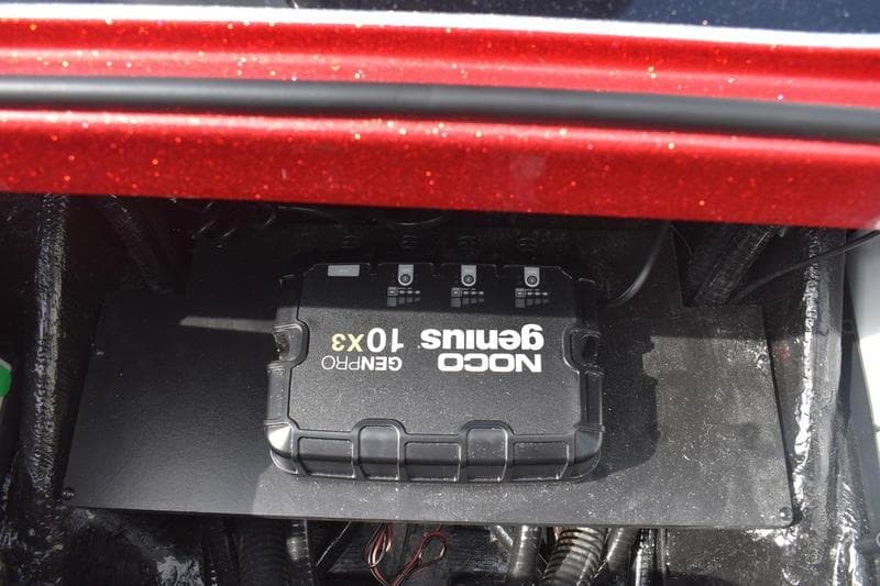 NOCO Genius GENPRO 10x3 charger in 2026 Triton 18 TrX boat compartment.