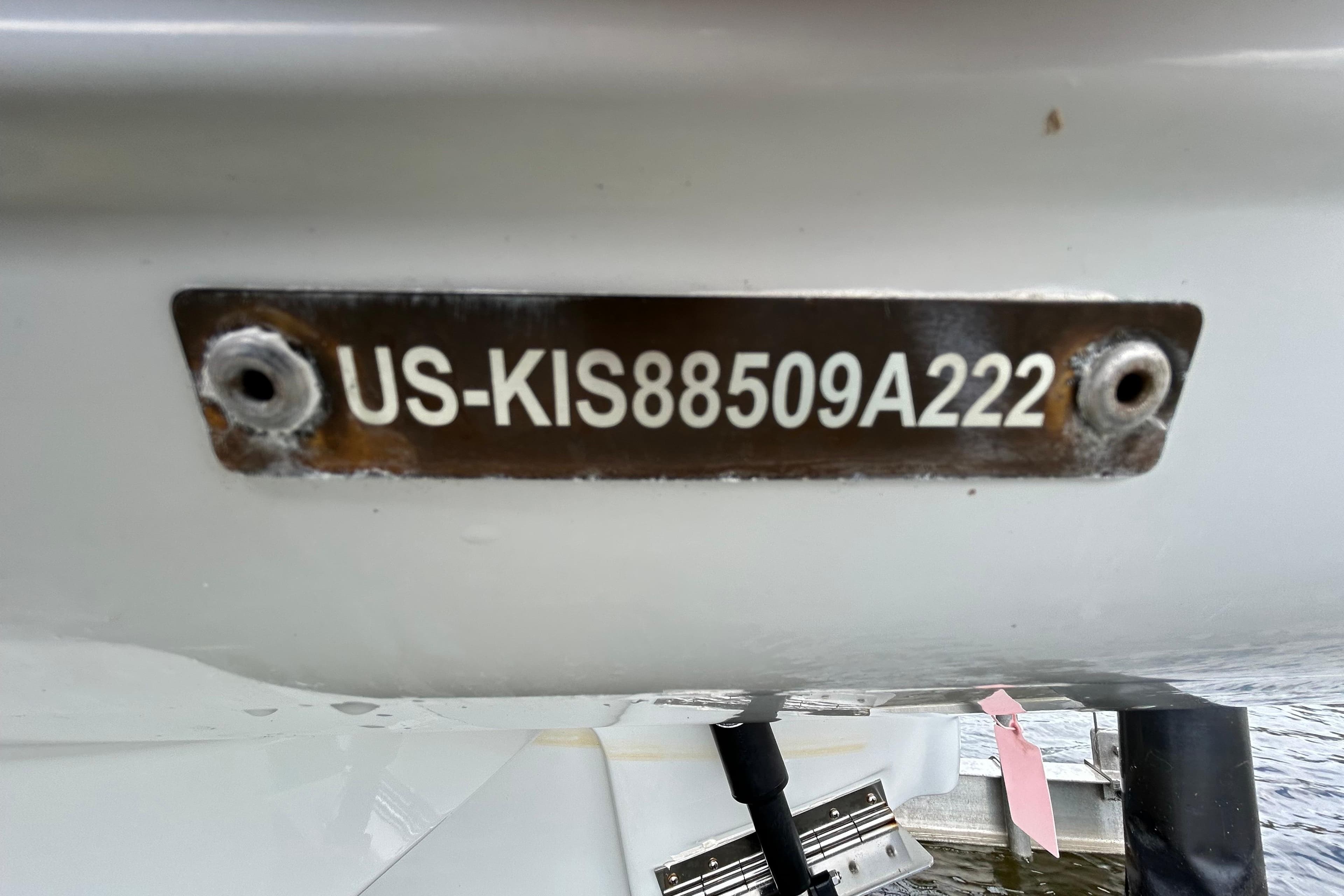 2022 Crownline 270 XSS boat hull identification number plate.