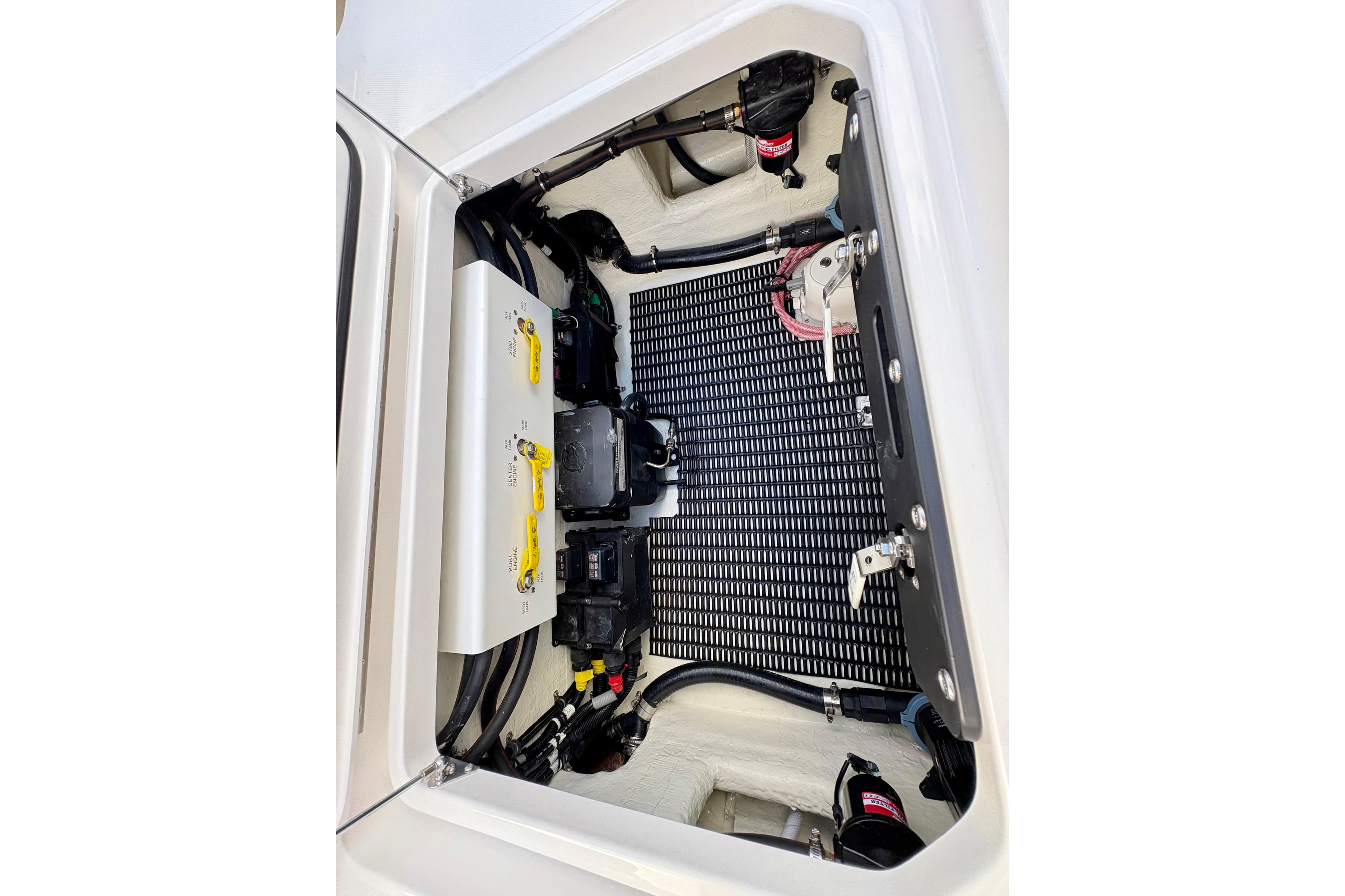 2025 Fountain 38 Center Console engine compartment, showcasing advanced mechanical components.