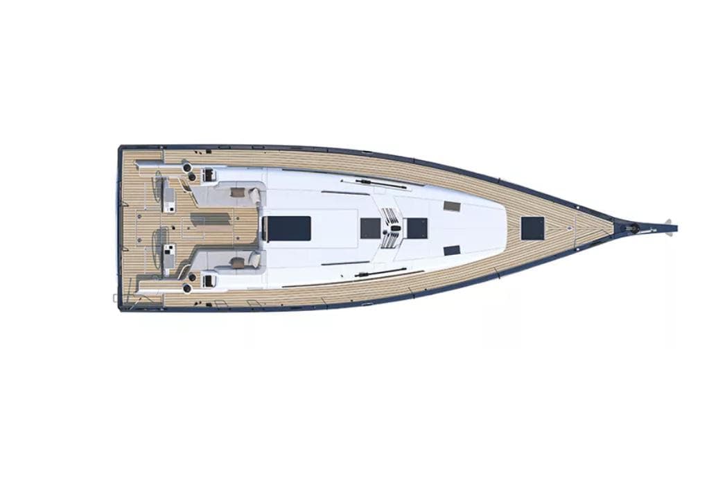 Manufacturer Provided Image: Deck layout of the 2025 Beneteau First 44 yacht.