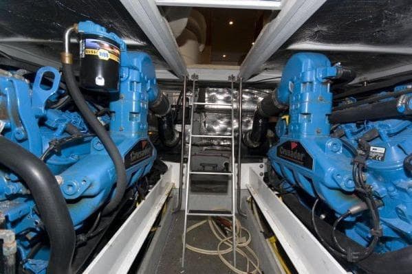Engine room of 2003 Silverton 39 Motor Yacht with twin Crusader engines.