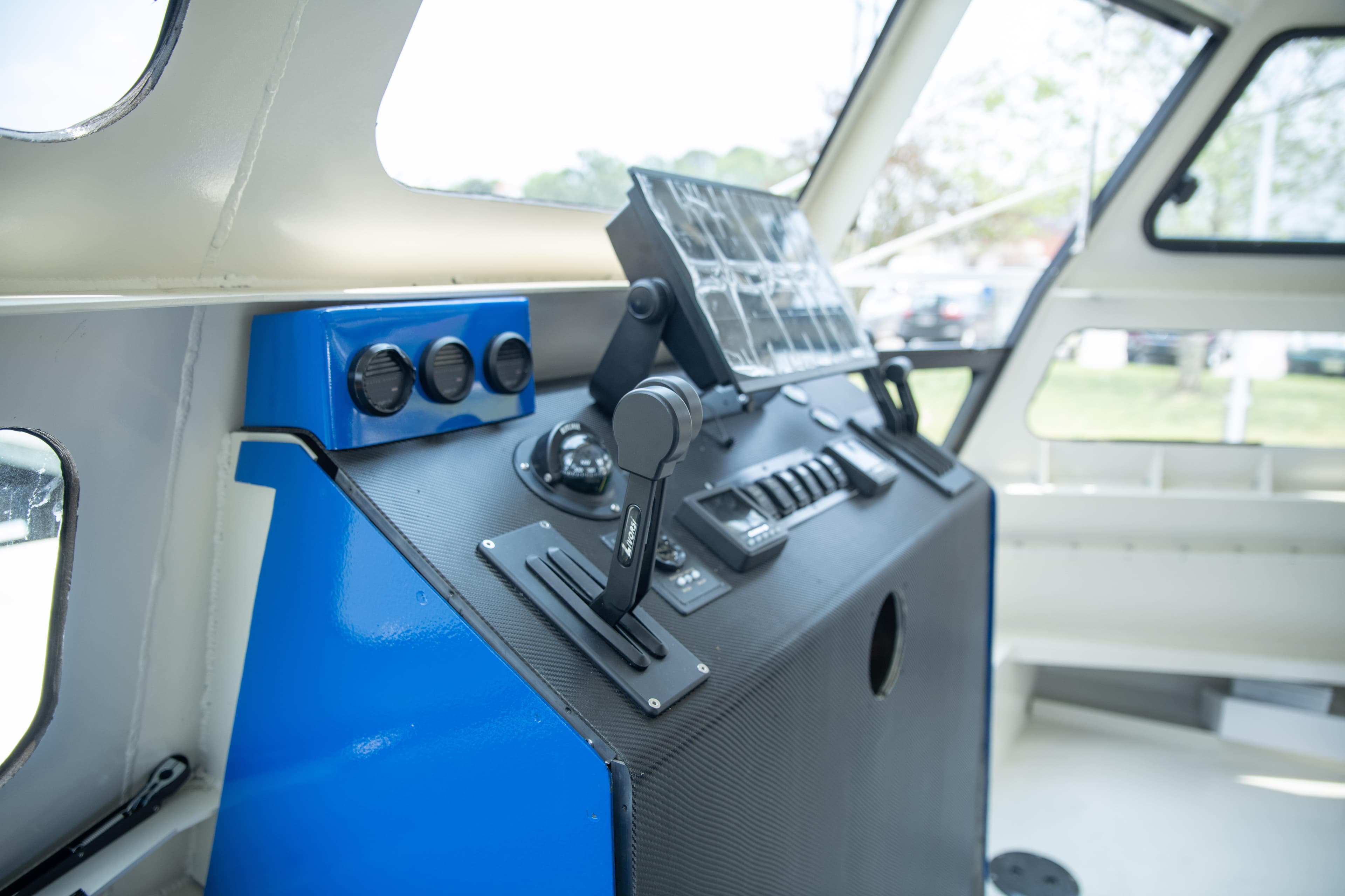 Control panel of 2023 Smoky Mountain asymmetrical foil-assisted catamaran.