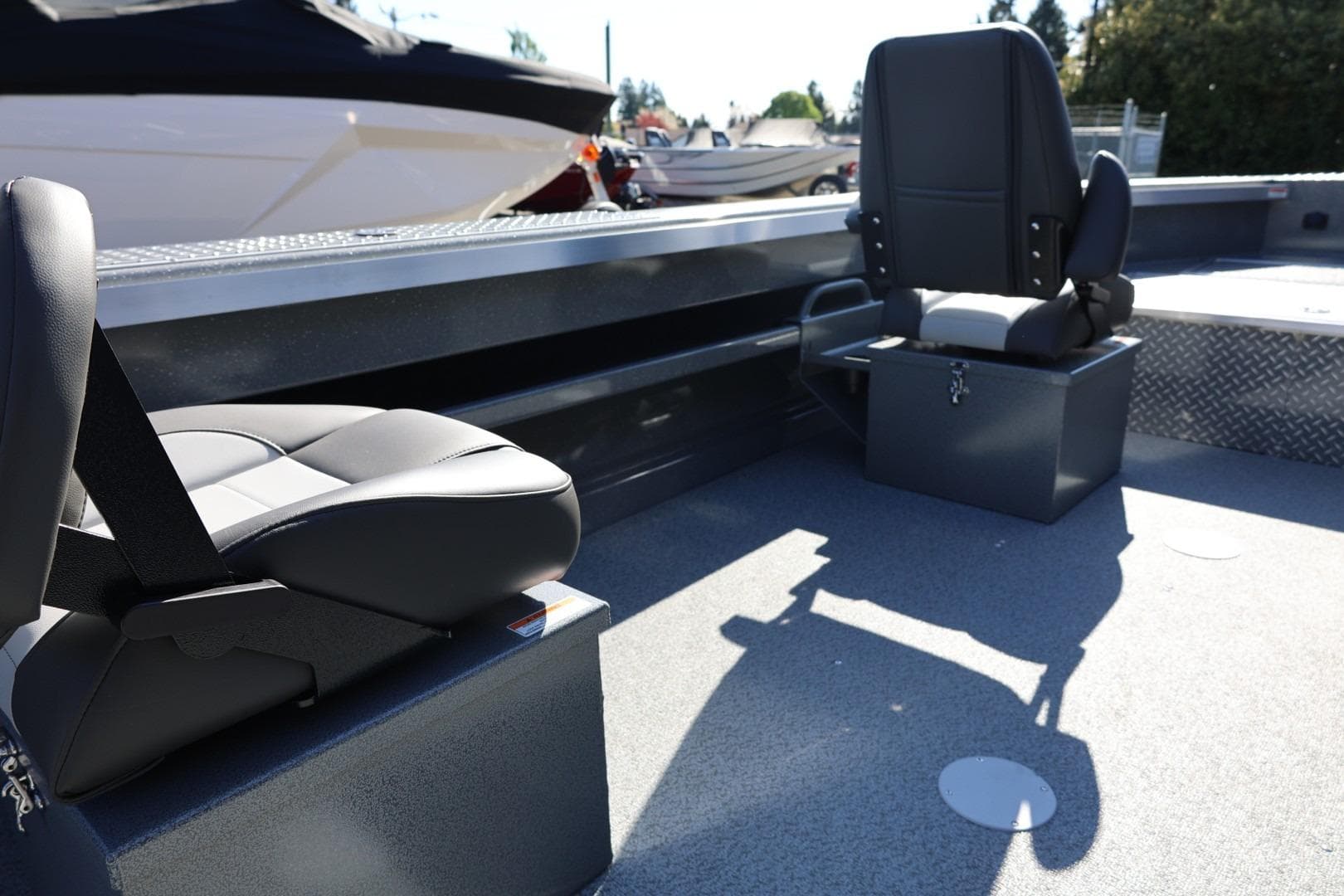 Interior seating of 2026 Thunder Jet 229 Rush OT boat, featuring comfortable, modern design.