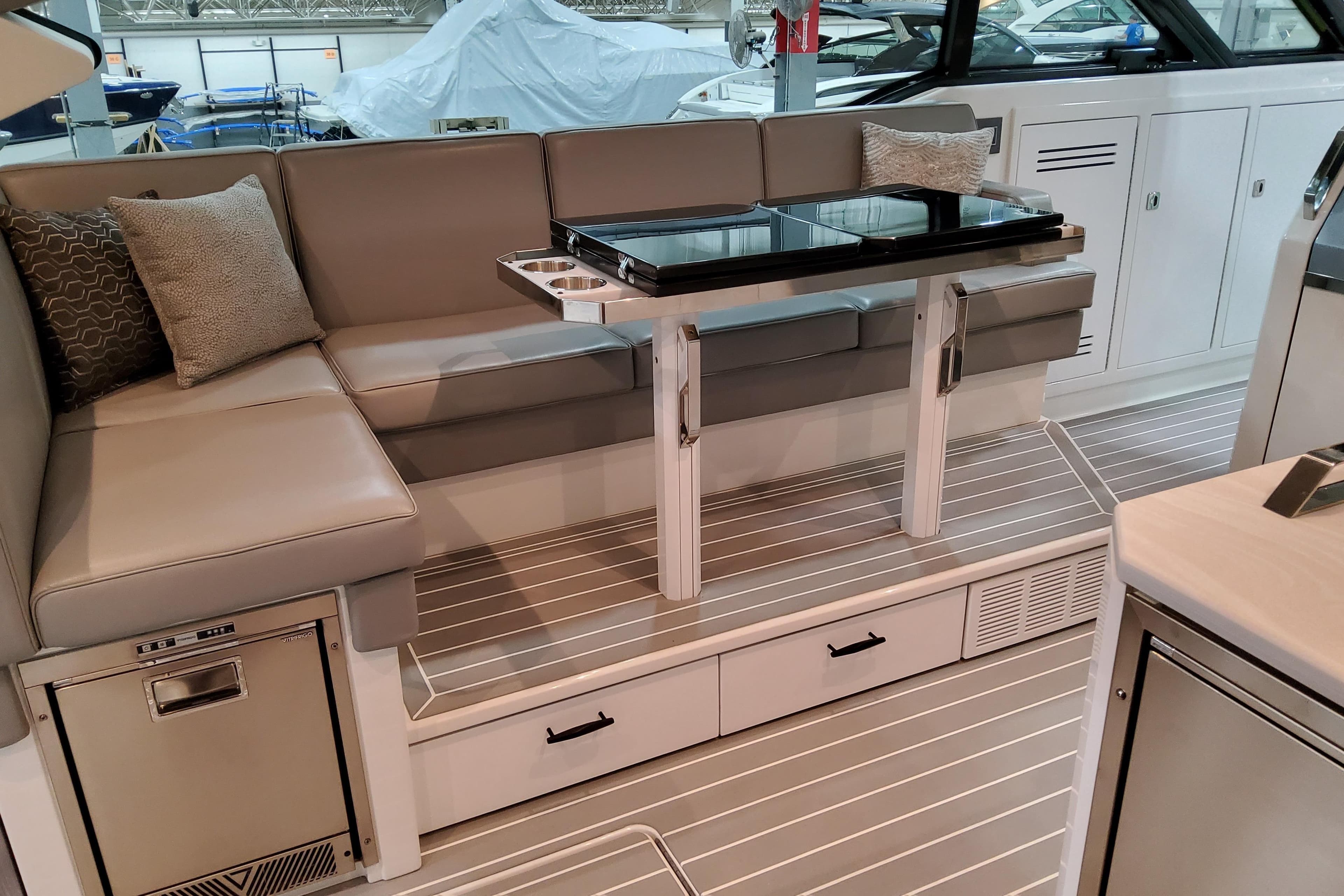 Luxurious interior of 2026 Formula 500 Super Sport Crossover with sleek seating and modern design.