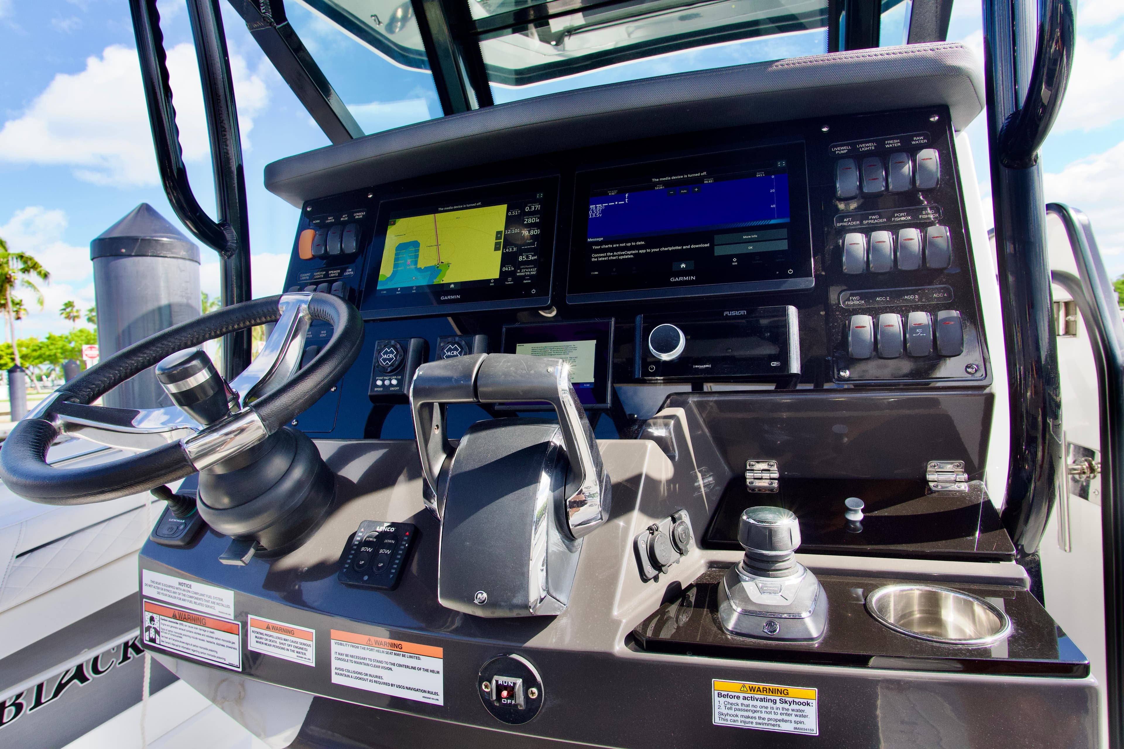 2023 Blackfin 302 CC boat dashboard with advanced navigation and control systems.