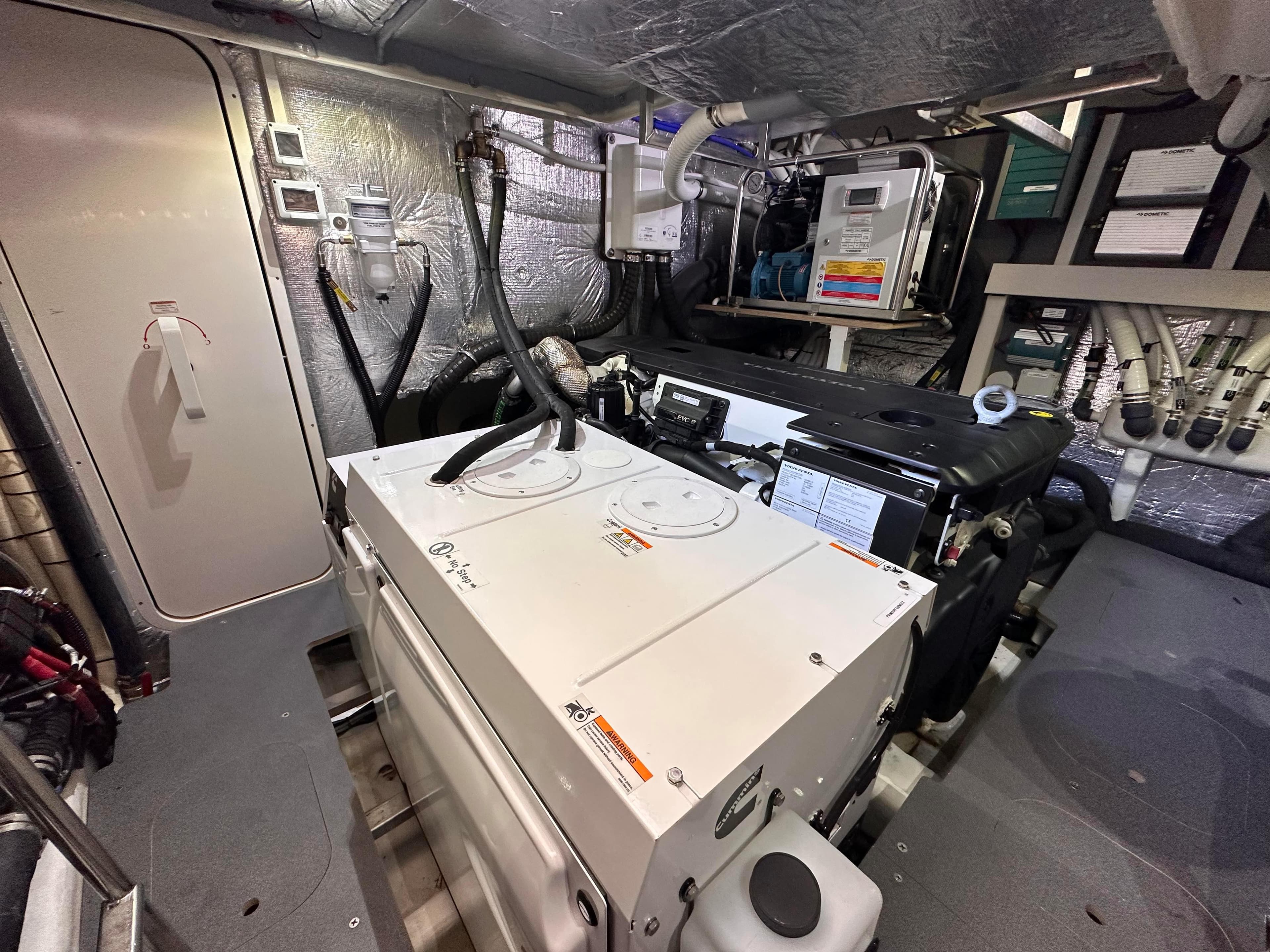 Engine room of Absolute Navetta 52 yacht, 2022 model.