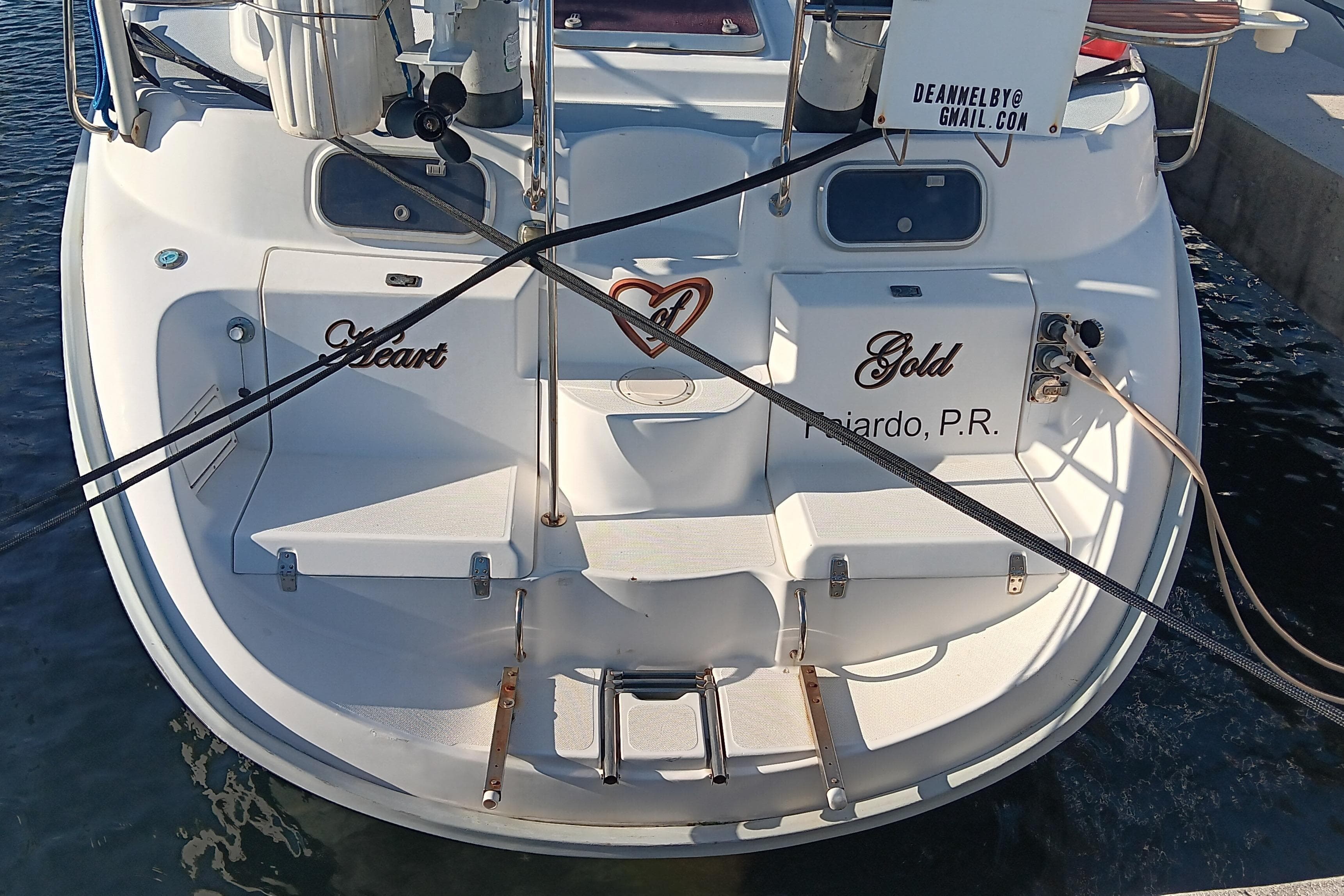 Hunter Passage 450 sailboat, 1998 model, docked in Fajardo, Puerto Rico.
