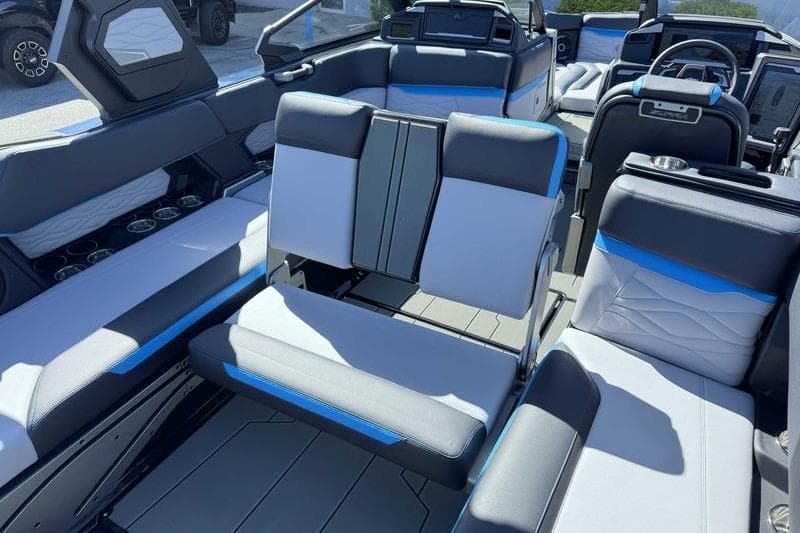 2026 Supra SL boat interior with modern seating and sleek design.