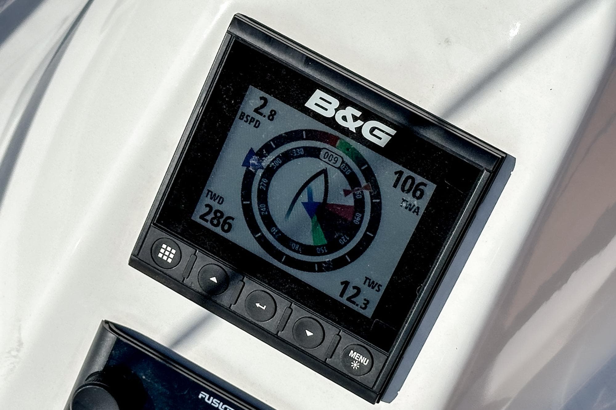 B&G navigation display on 2024 Bavaria Cruiser 34 sailboat.