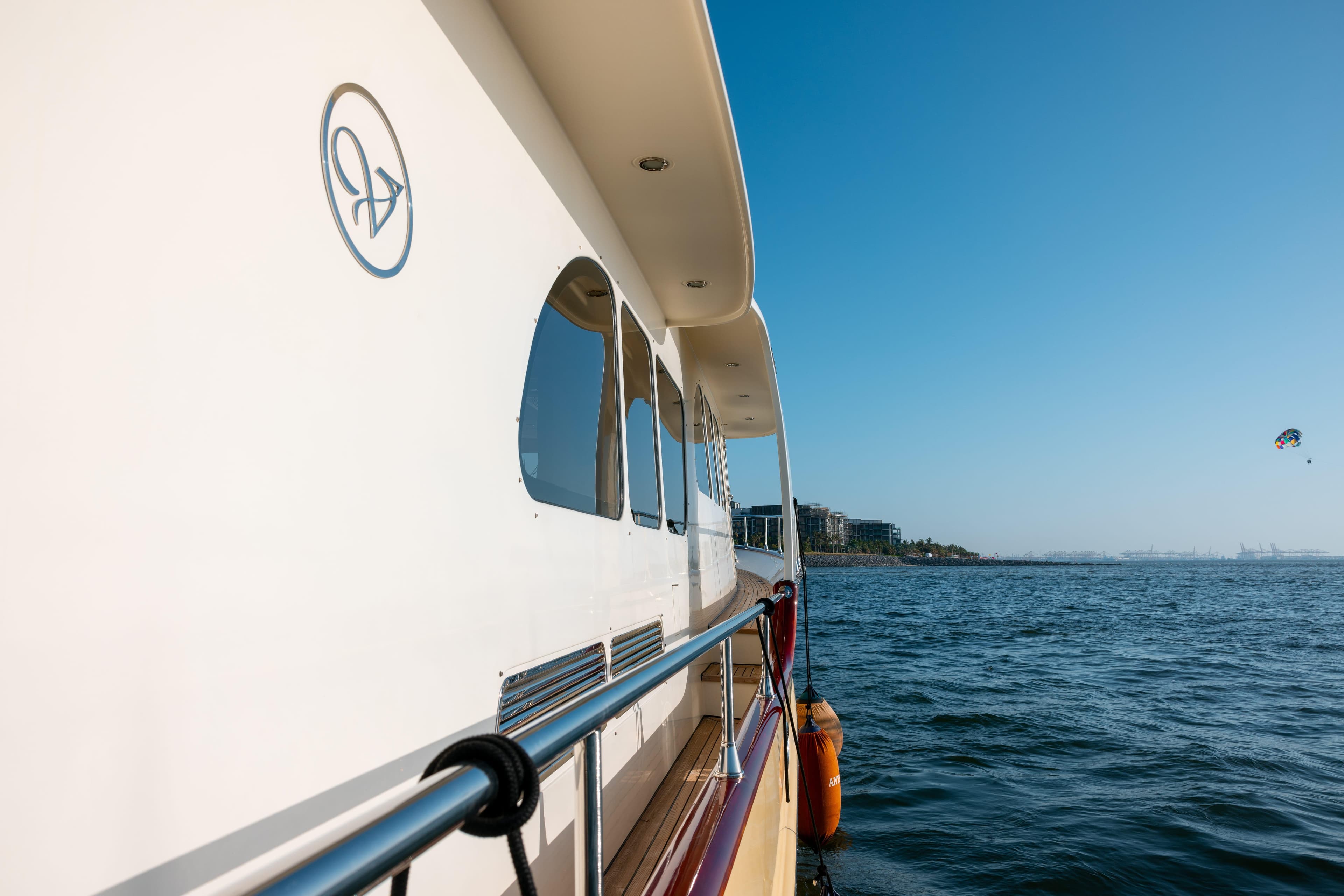 Side view of 2011 Vicem Cruiser 78 yacht on the water.