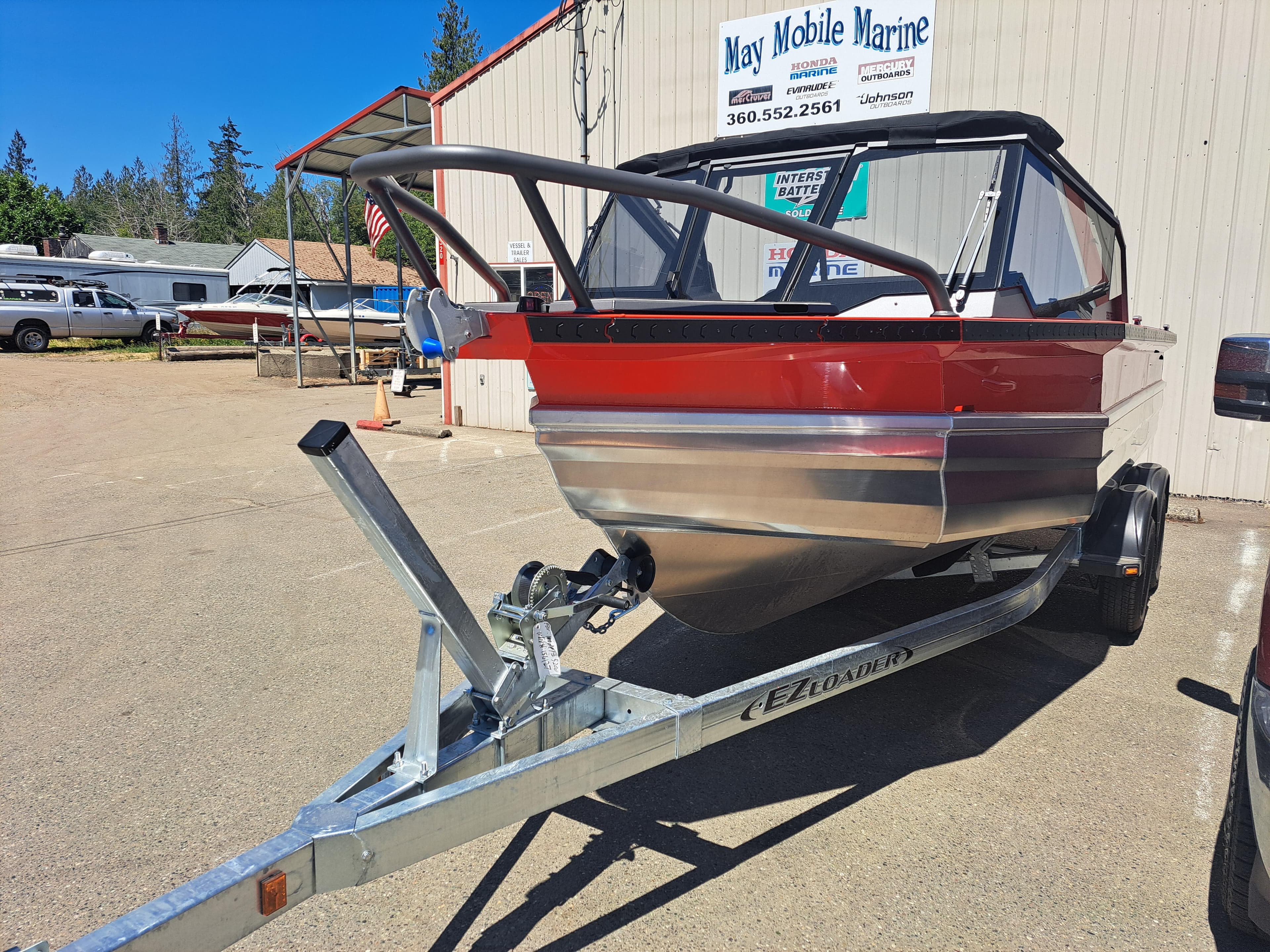 2024 Stabicraft Treker Profish boat on trailer at May Mobile Marine dealership.
