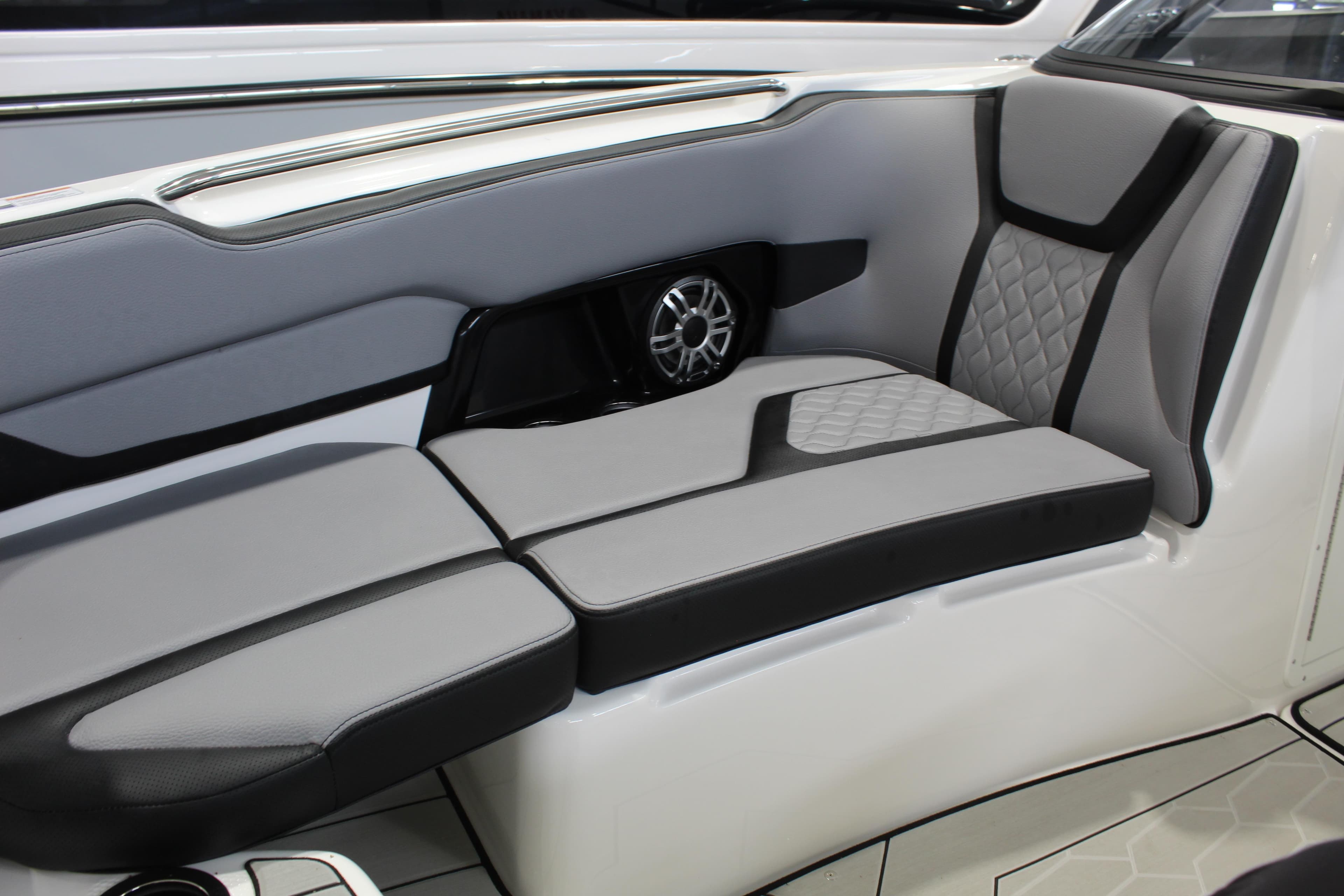 Luxurious seating in the 2026 Yamaha Boats 255XE, featuring modern design and premium materials.