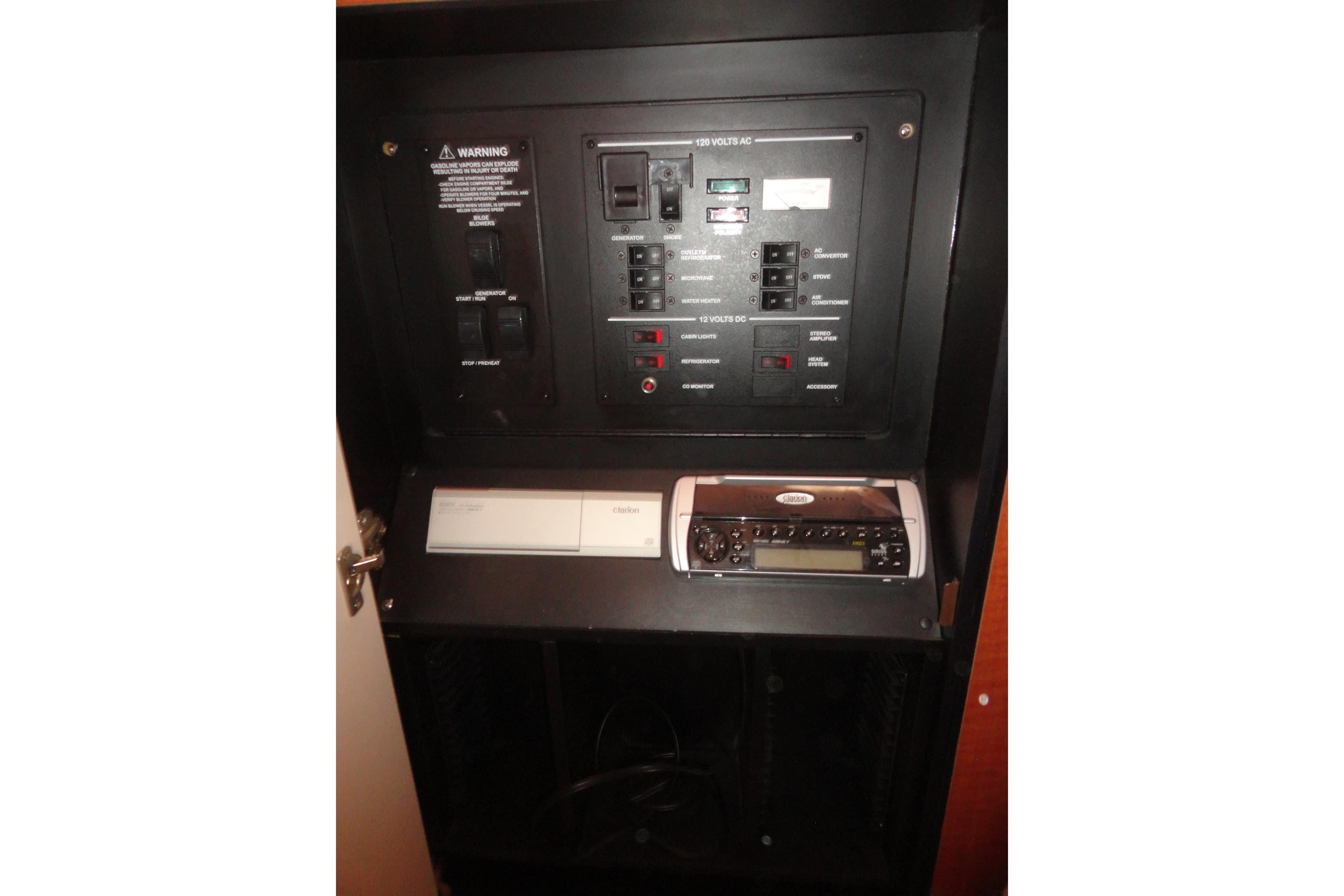 Electrical control panel of a 2004 Sea Ray Sundancer 280 boat.