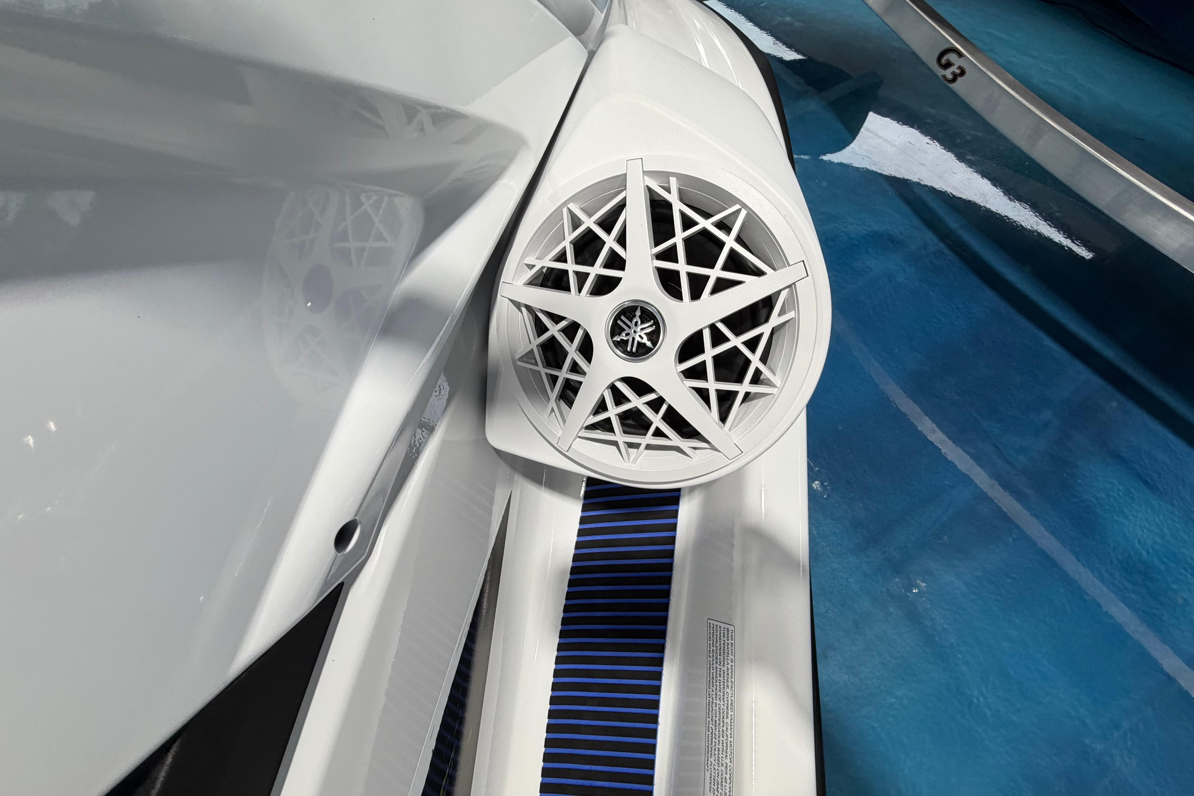 2026 Yamaha WaveRunner VX Deluxe with sleek design and modern speaker detail.