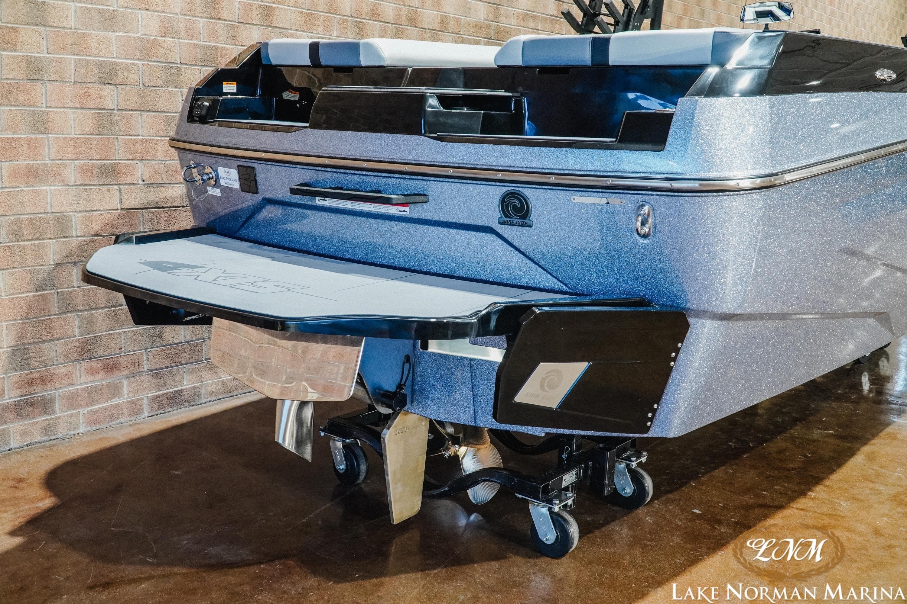 2026 Axis A245 boat rear view at Lake Norman Marina.