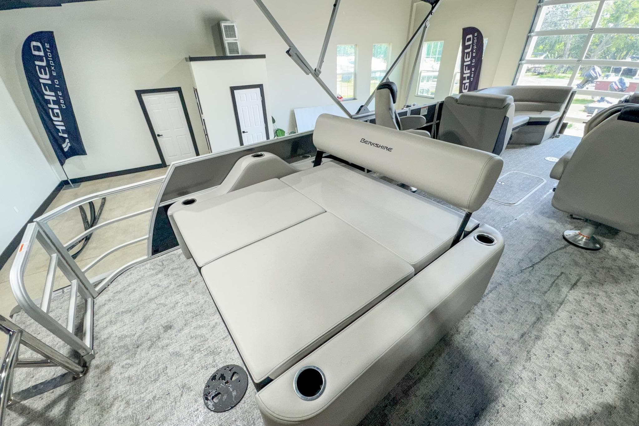 2024 Berkshire 24UL LE B pontoon boat interior with plush seating and modern design.