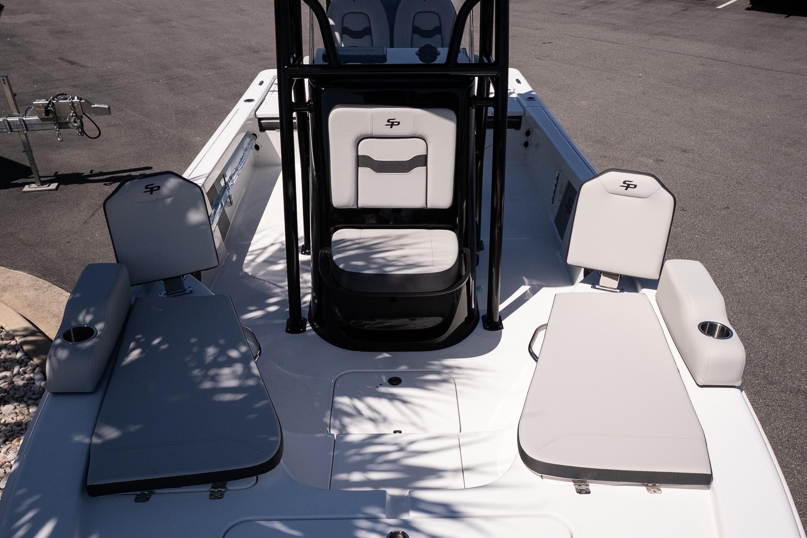 2026 Sea Pro 230 Bay boat interior with seating and console.