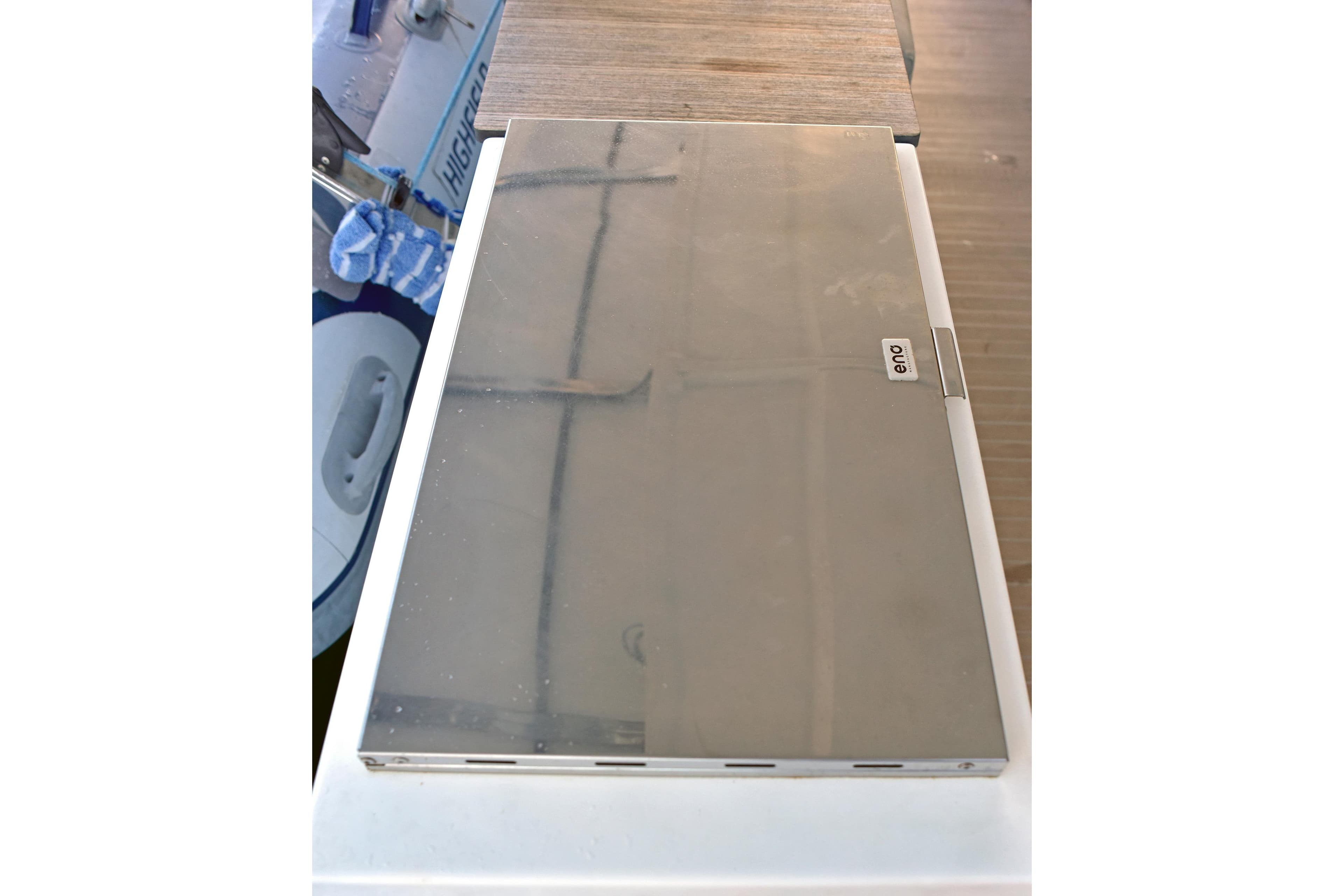 Closed stainless steel grill on 2022 Fountaine Pajot Astrea 42 yacht deck.