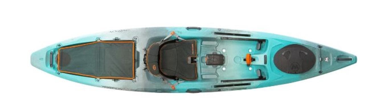 2023 Wilderness Systems Tarpon 120 kayak, top view, blue and gray color.