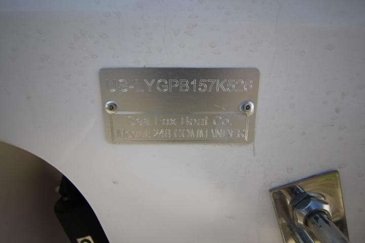 Metal plate on Sea Fox 248 Commander boat, year 2026.