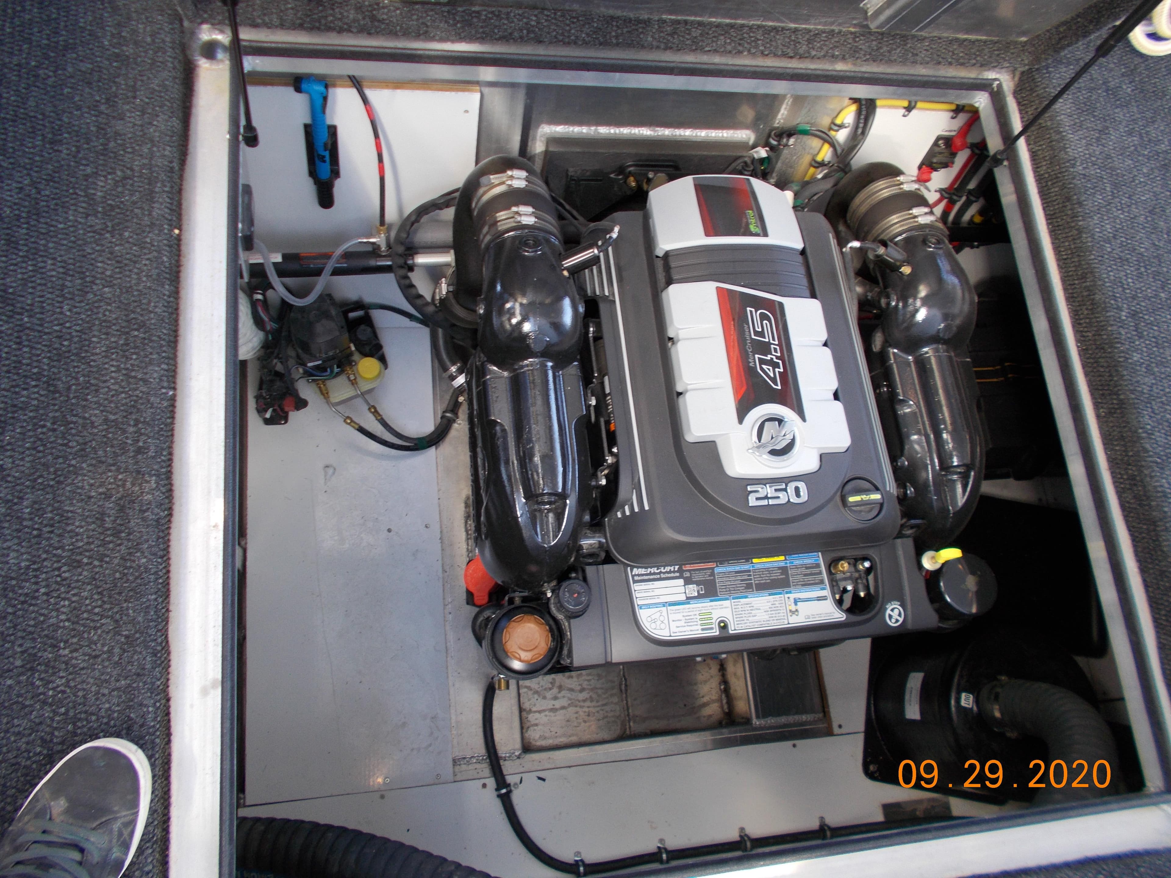 Engine compartment of 2020 Sumerset Antelope Escape Share #4 houseboat.