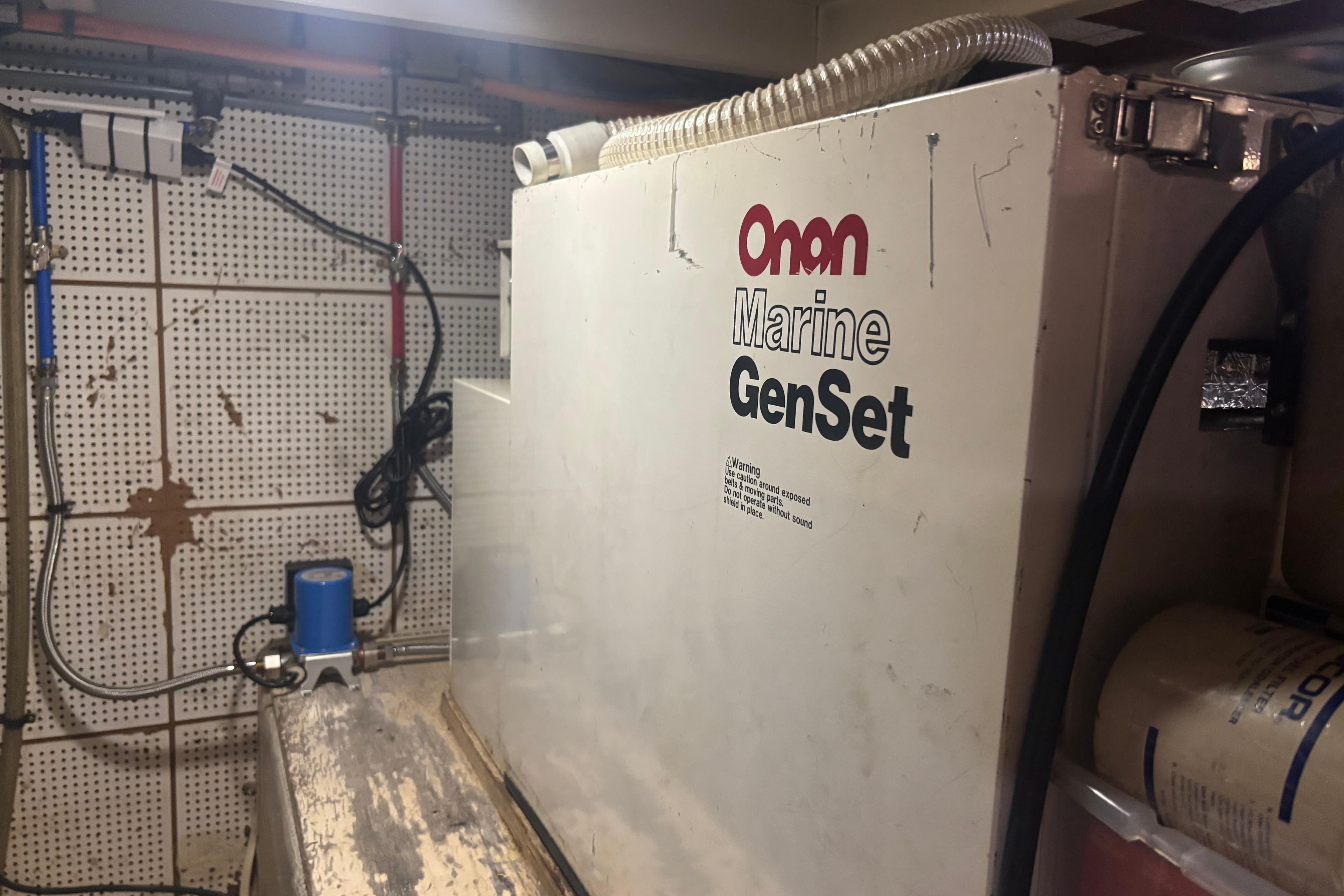 Onan Marine GenSet in 1989 Grand Banks 46 Classic engine room.