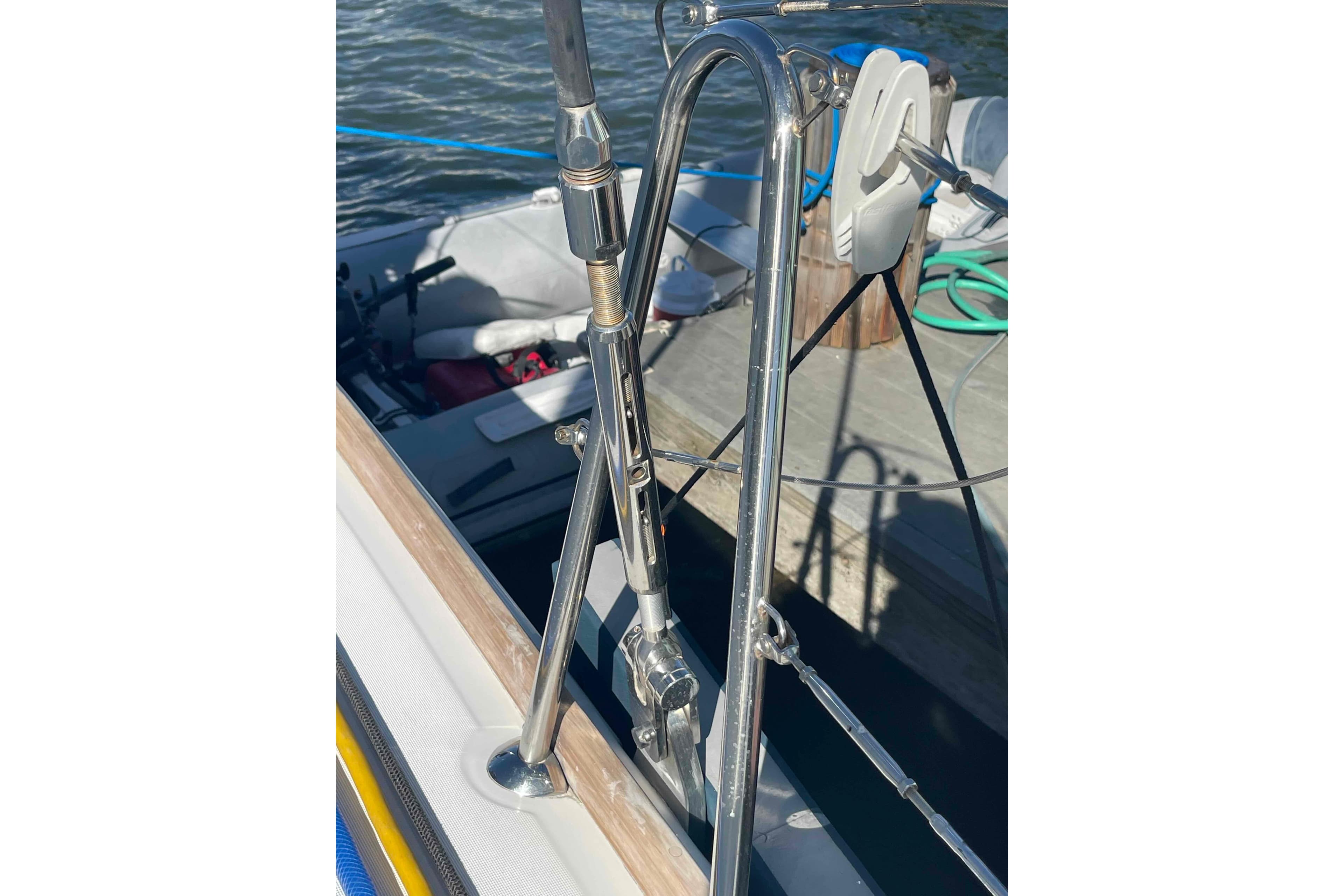 Close-up of 2012 Lagoon 380 S2 yacht rigging and deck details.