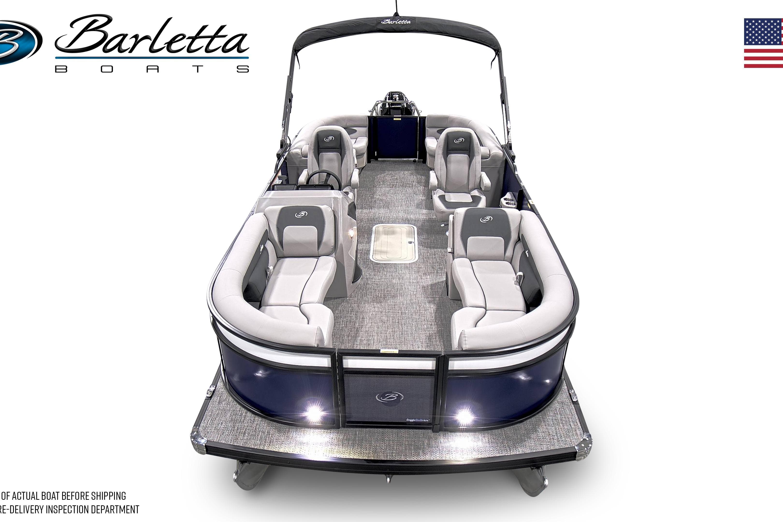2026 Barletta ARIA 22QC pontoon boat with spacious seating and sleek design.