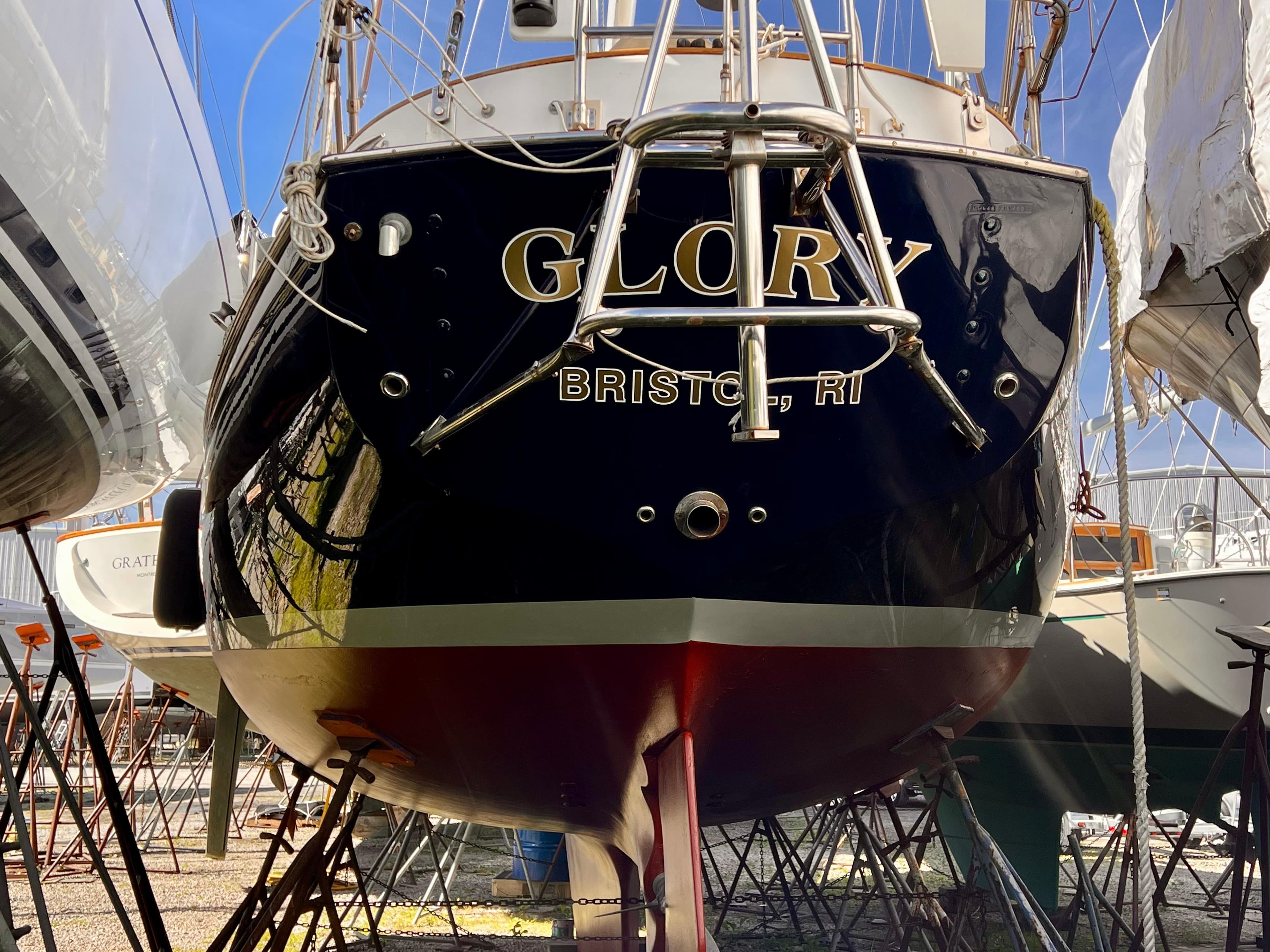 Shannon 43 Cutter 2001 sailboat "Glory" in dry dock, Bristol, RI.
