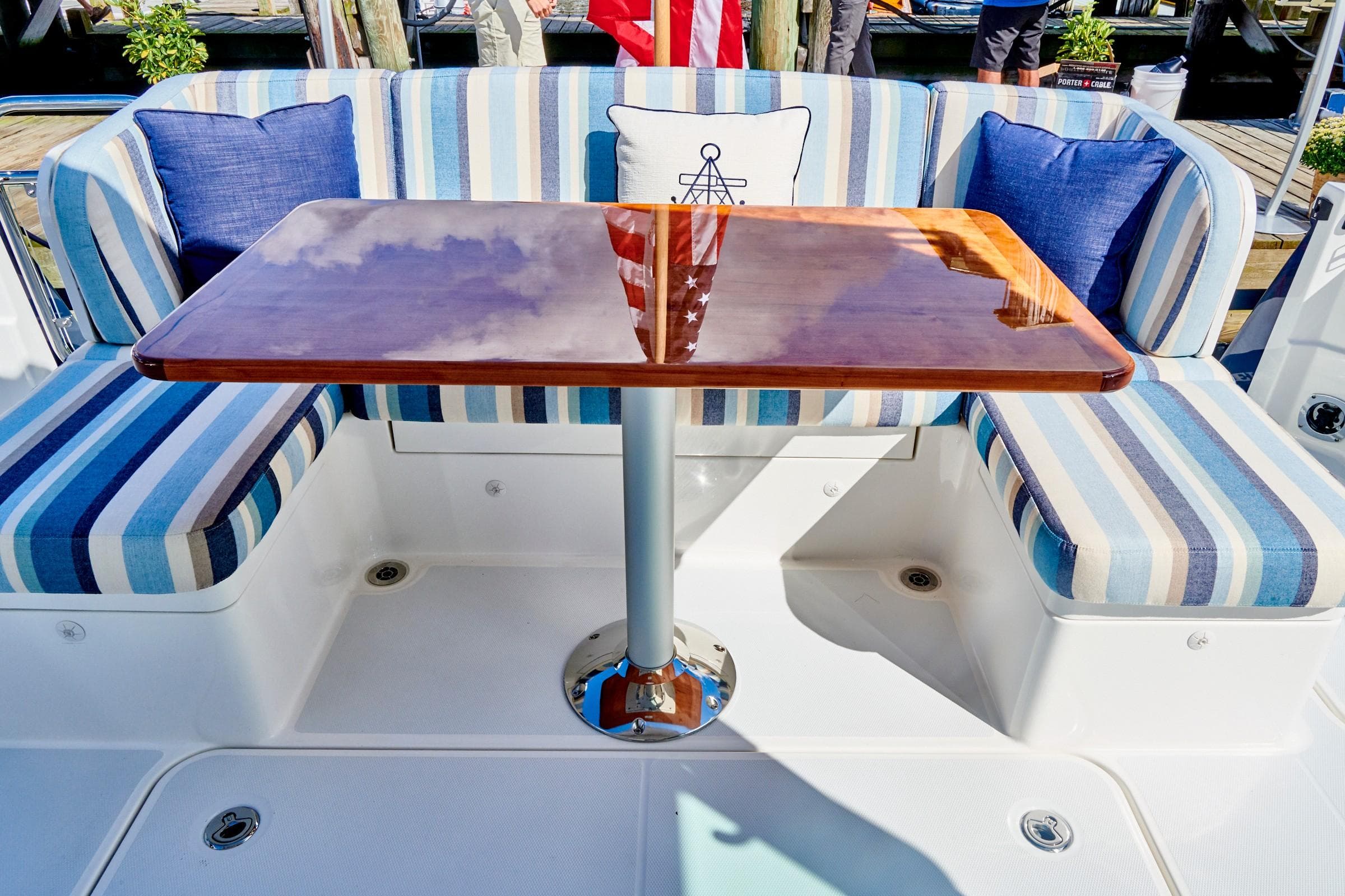 Luxurious seating area on Sabre 45 Salon Express 2027 yacht.