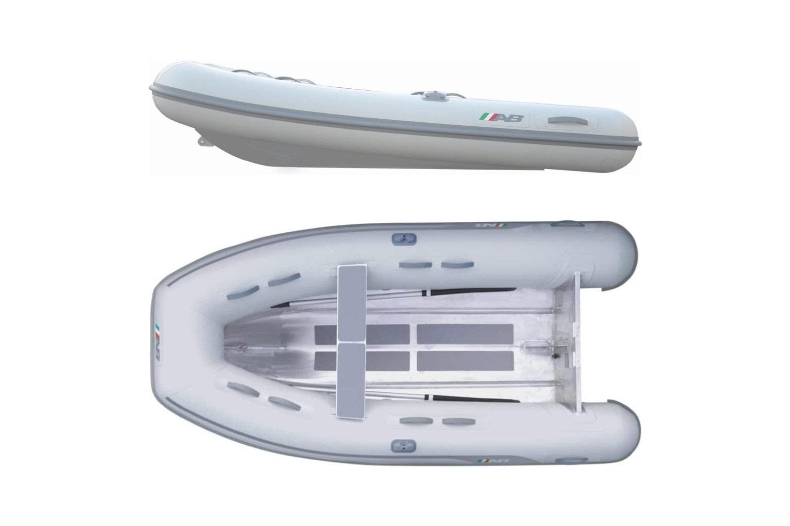 2024 AB Inflatables Lammina 10 UL inflatable boat, side and top view.