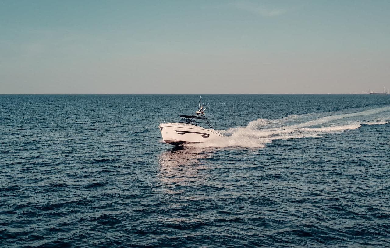 2024 Oryx 379 motor yacht cruising on open sea.