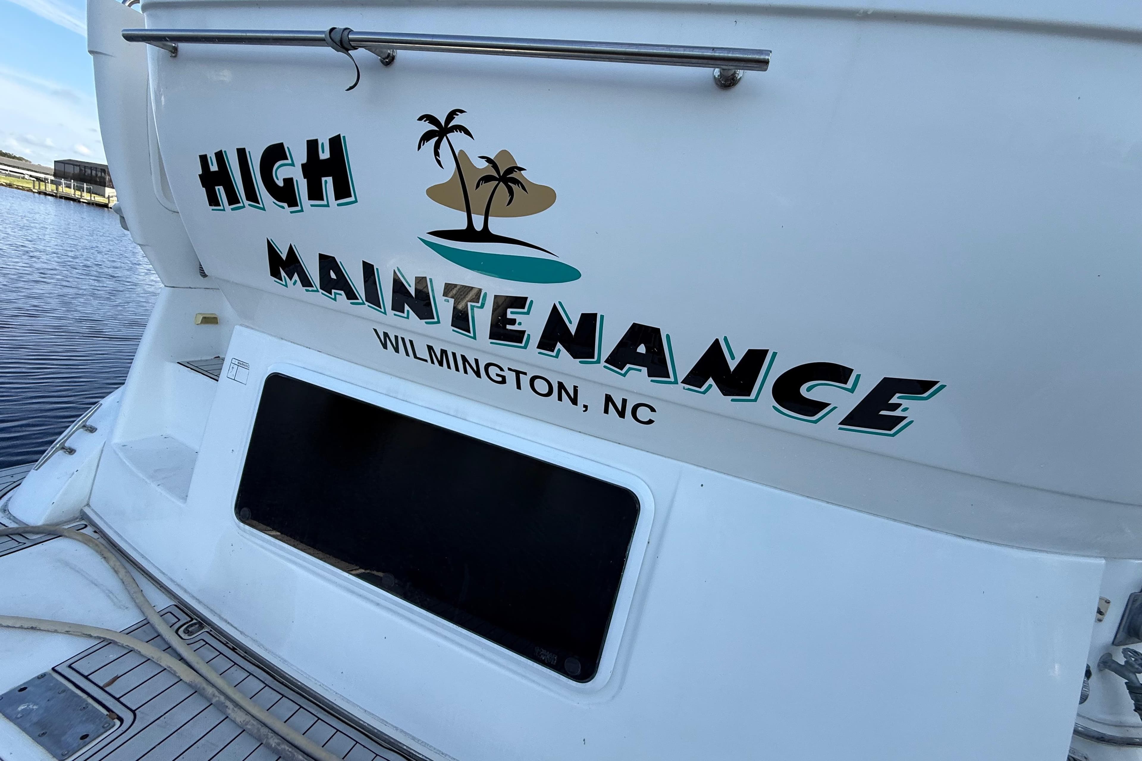 2002 Cruisers Yachts 4450 Express Motoryacht named "High Maintenance" in Wilmington, NC.