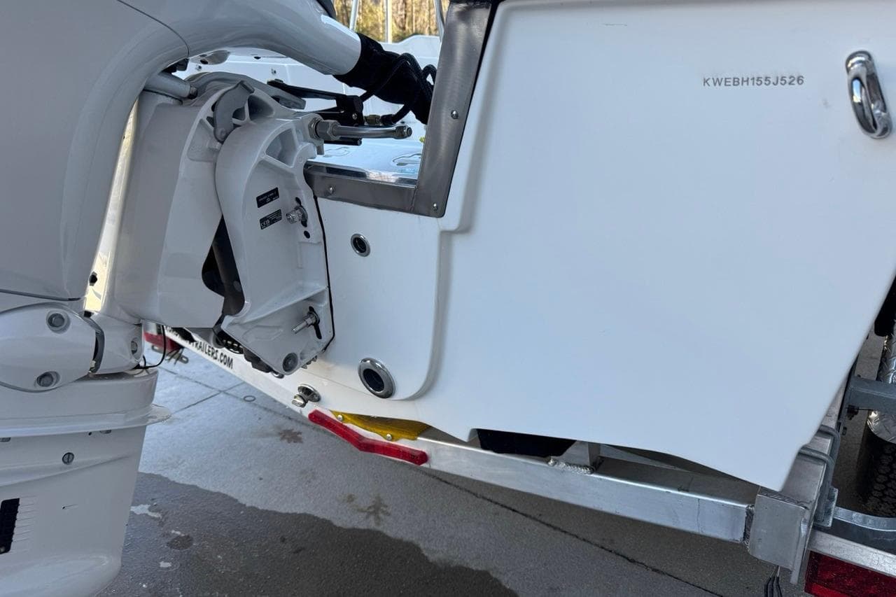 2026 Key West 1720 Center Console boat transom and motor detail.