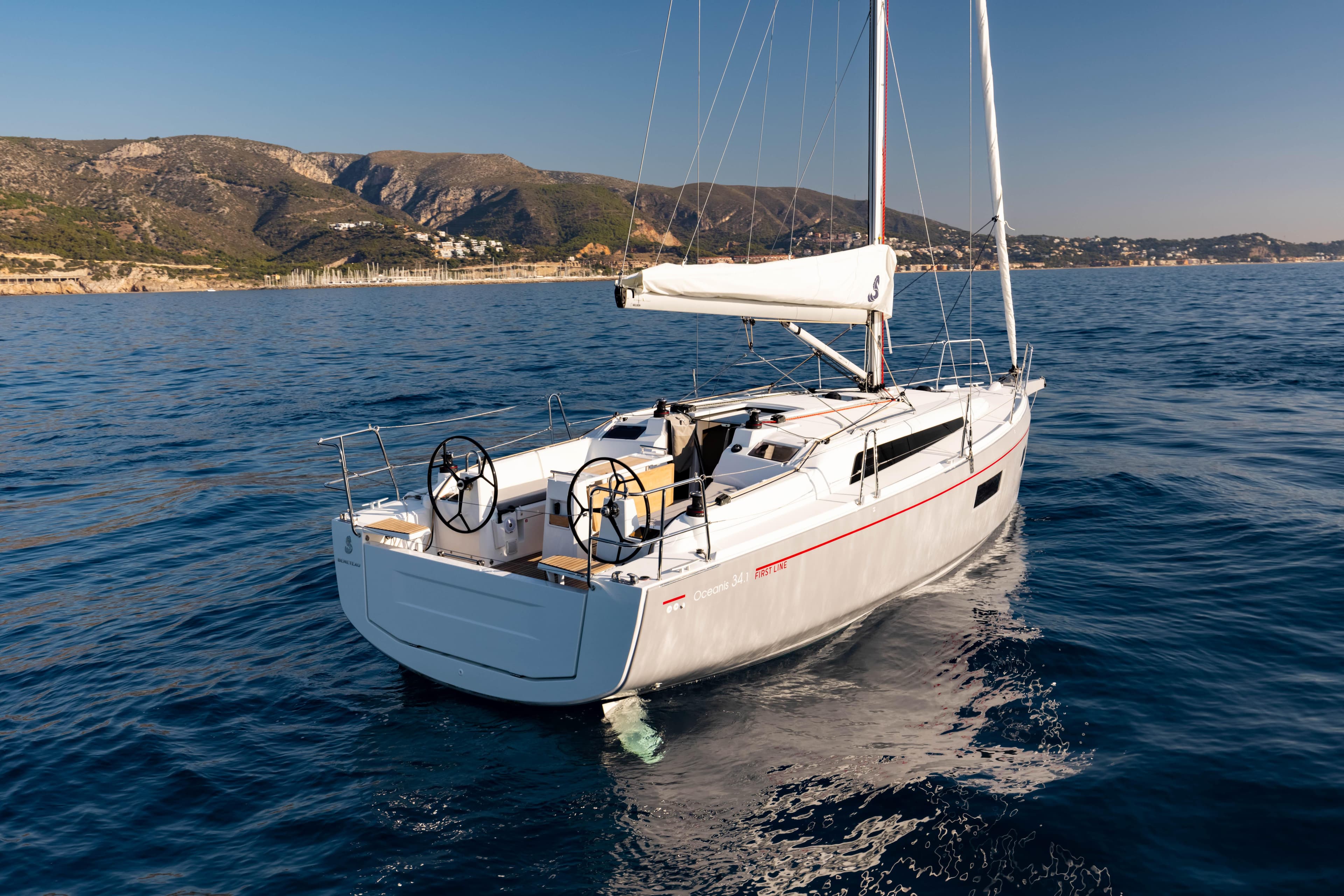 2026 Beneteau Oceanis 34.1 sailboat on open sea.