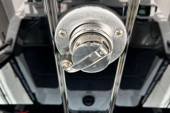 Stainless steel latch on 2023 Fountain 38 Tournament Edition boat.