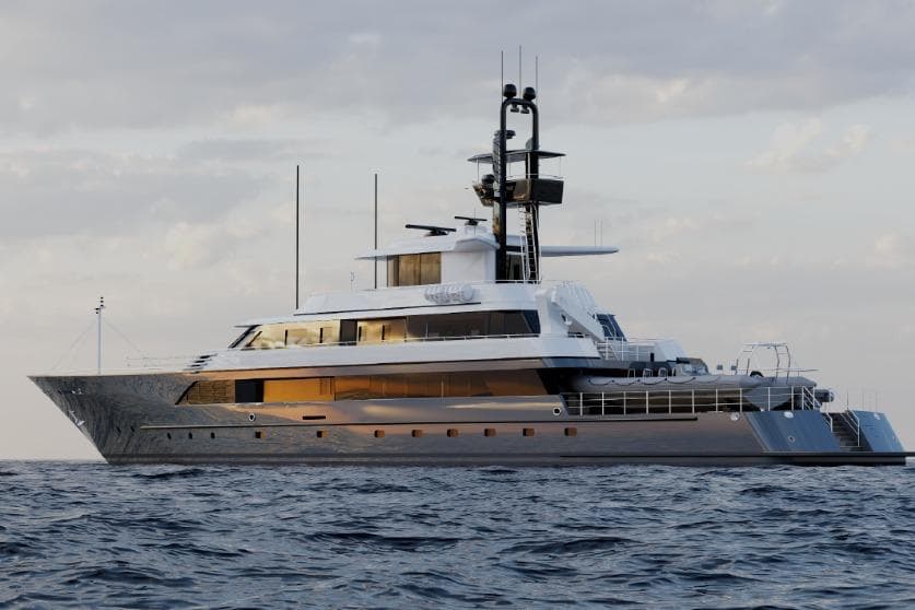 Luxurious 1988 Feadship Twin Screw Diesel Yacht on open sea at sunset.