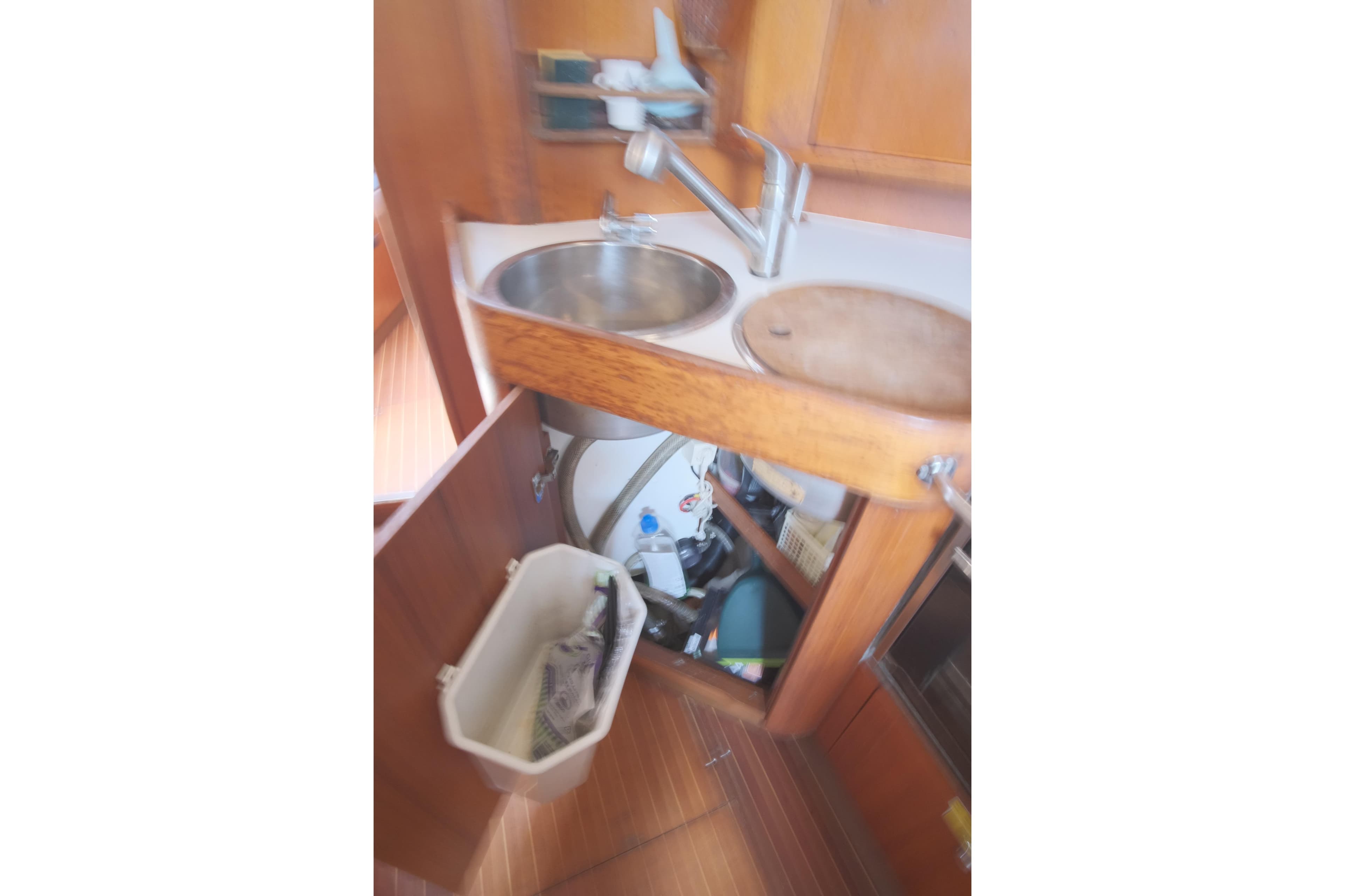 Galley sink area in 2000 X-Yachts 442 MK II sailboat.