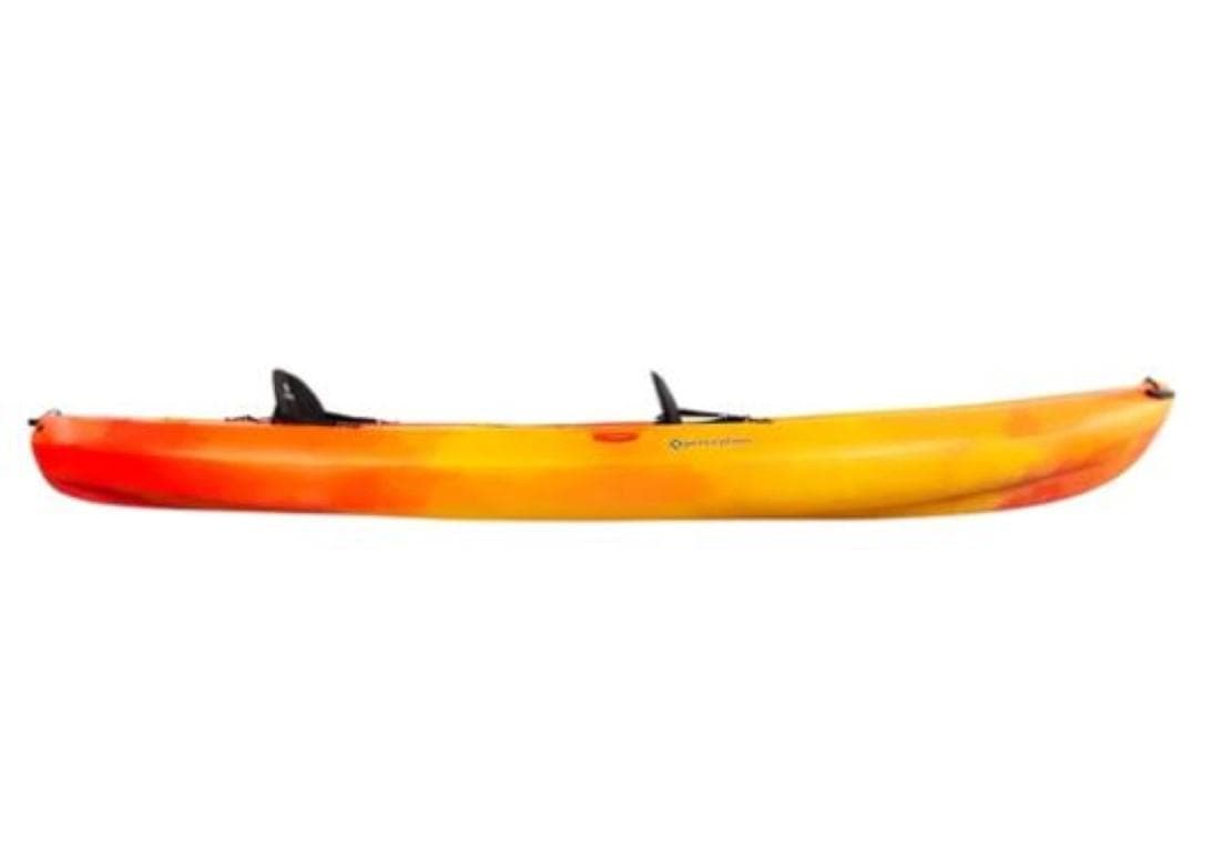 2023 Perception Kayaks Rambler 13.5 in vibrant orange and yellow gradient.