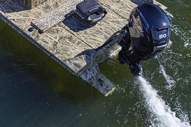 Manufacturer Provided Image: 2026 Crestliner 1870 Retriever FCC boat with camo design and powerful outboard motor.